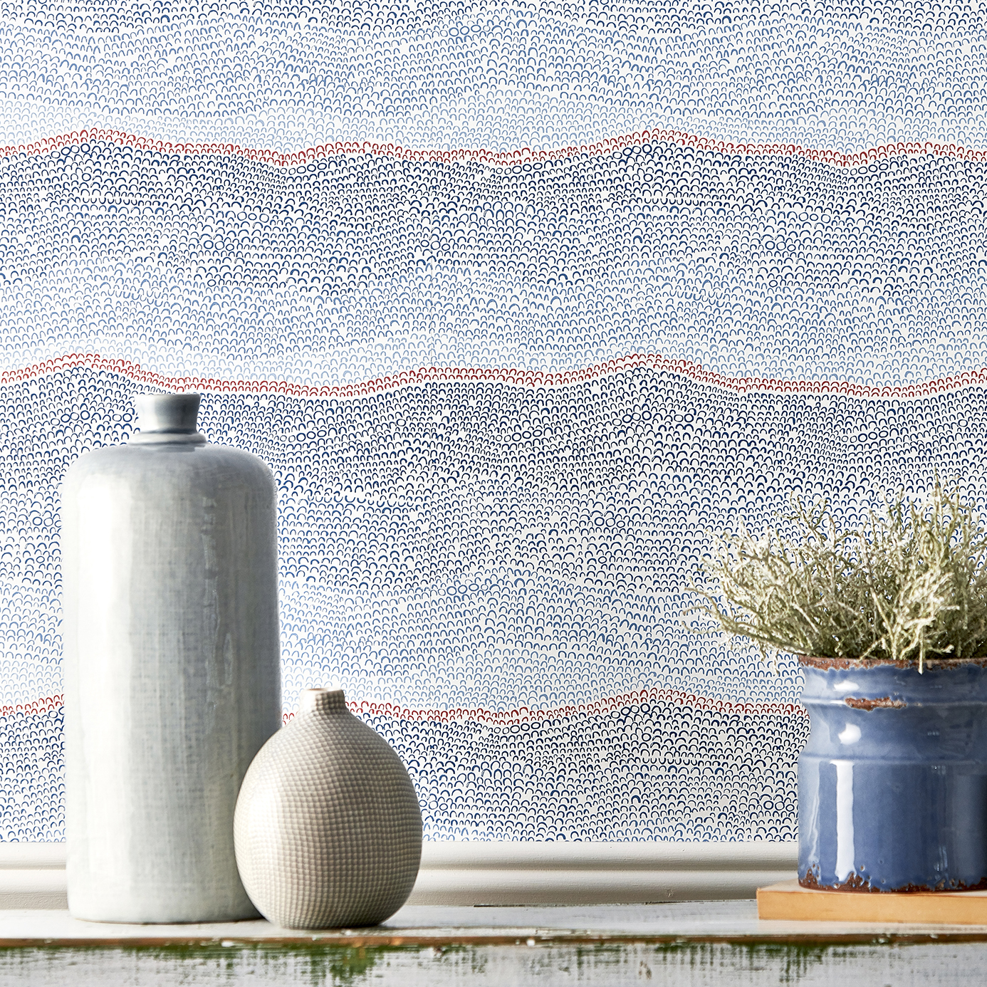 Ripley Aqua/Lichen Wallpaper by SAN