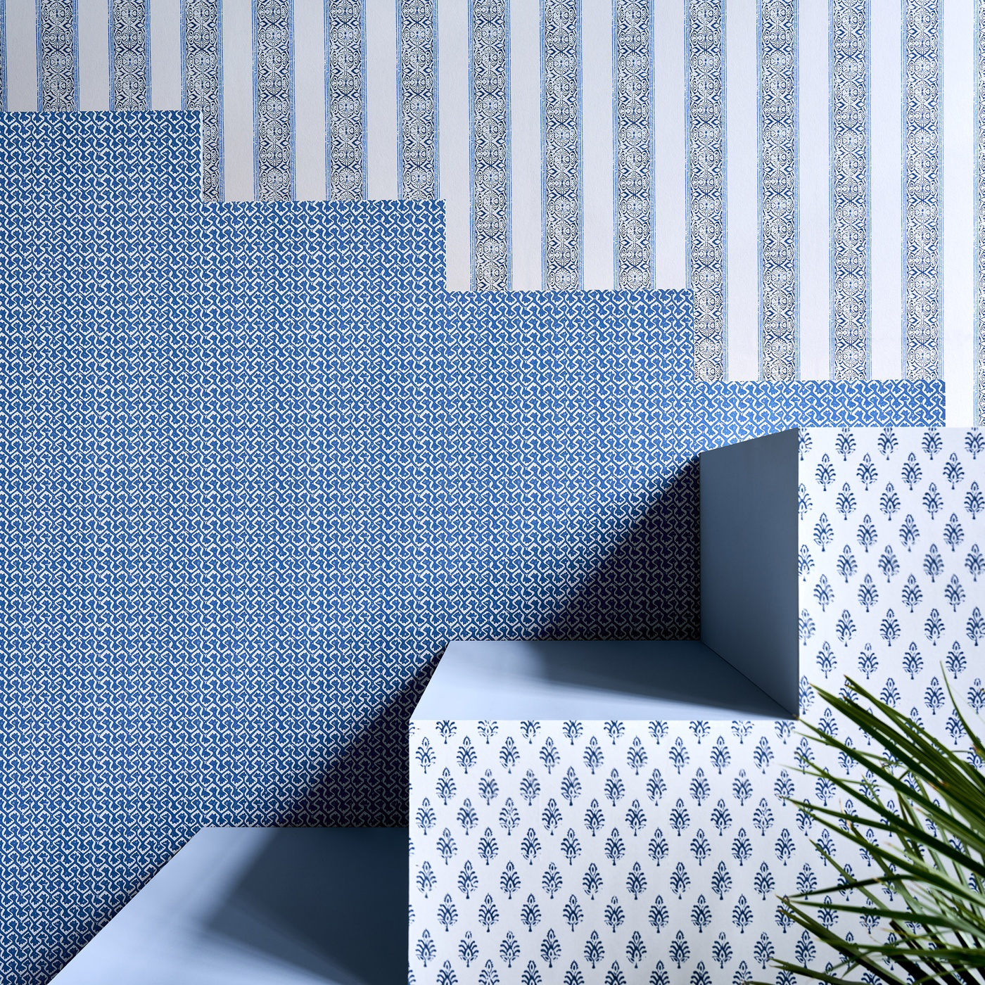 Kalamkari Cobalt Wallpaper by CNC