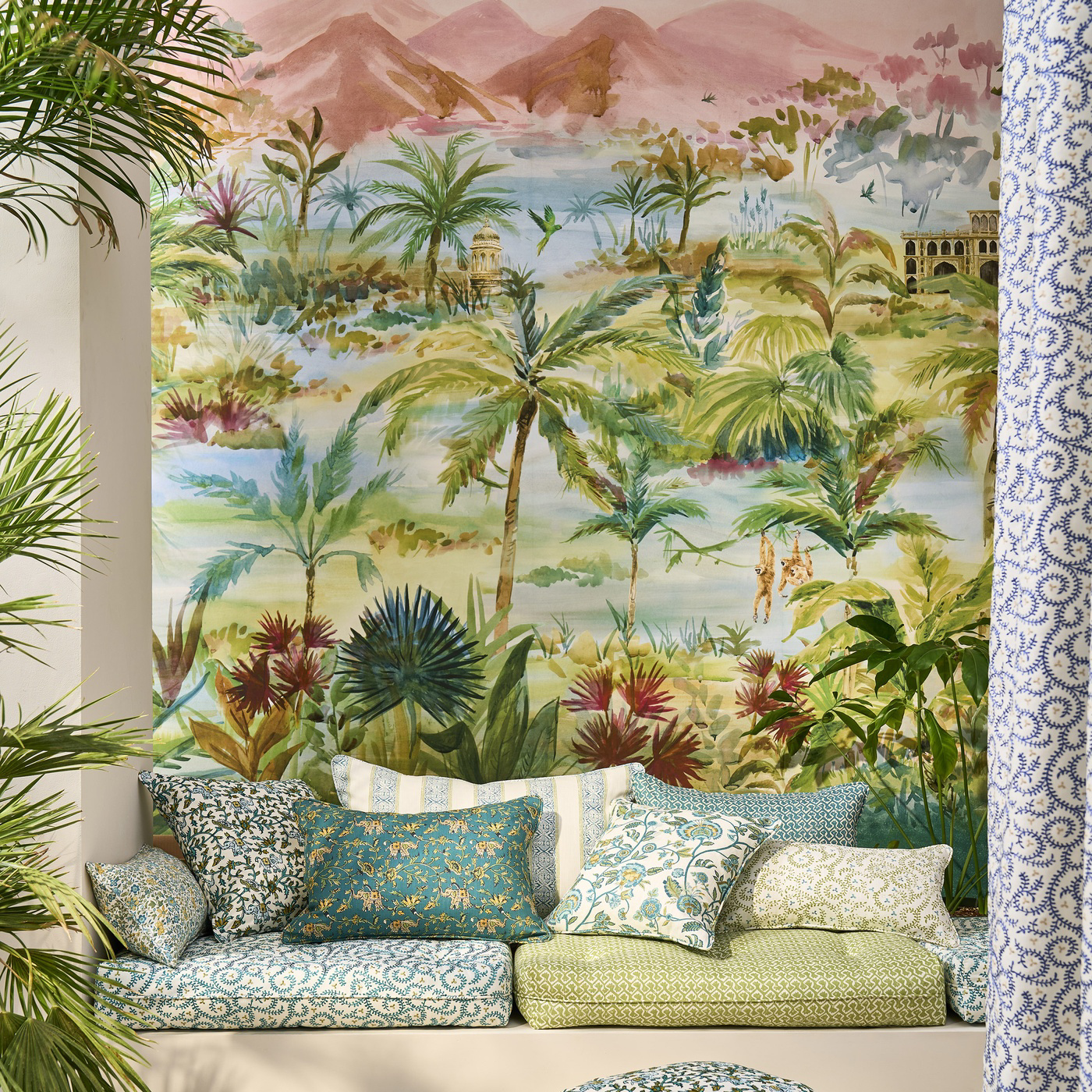 Hathi Teal Fabric by CNC