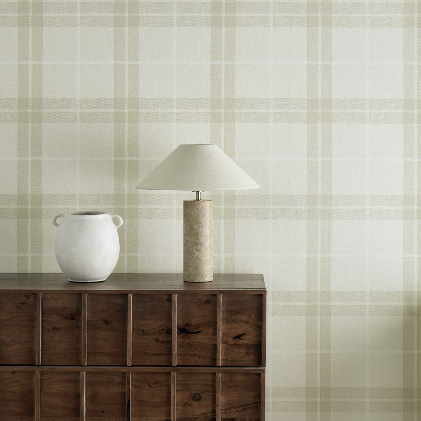 Inga Oatmeal Linen Wallpaper by HAR