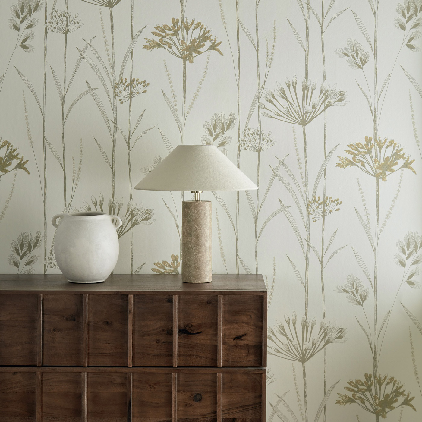 Gardinium Charcoal Flint And Gilver Wallpaper by HAR