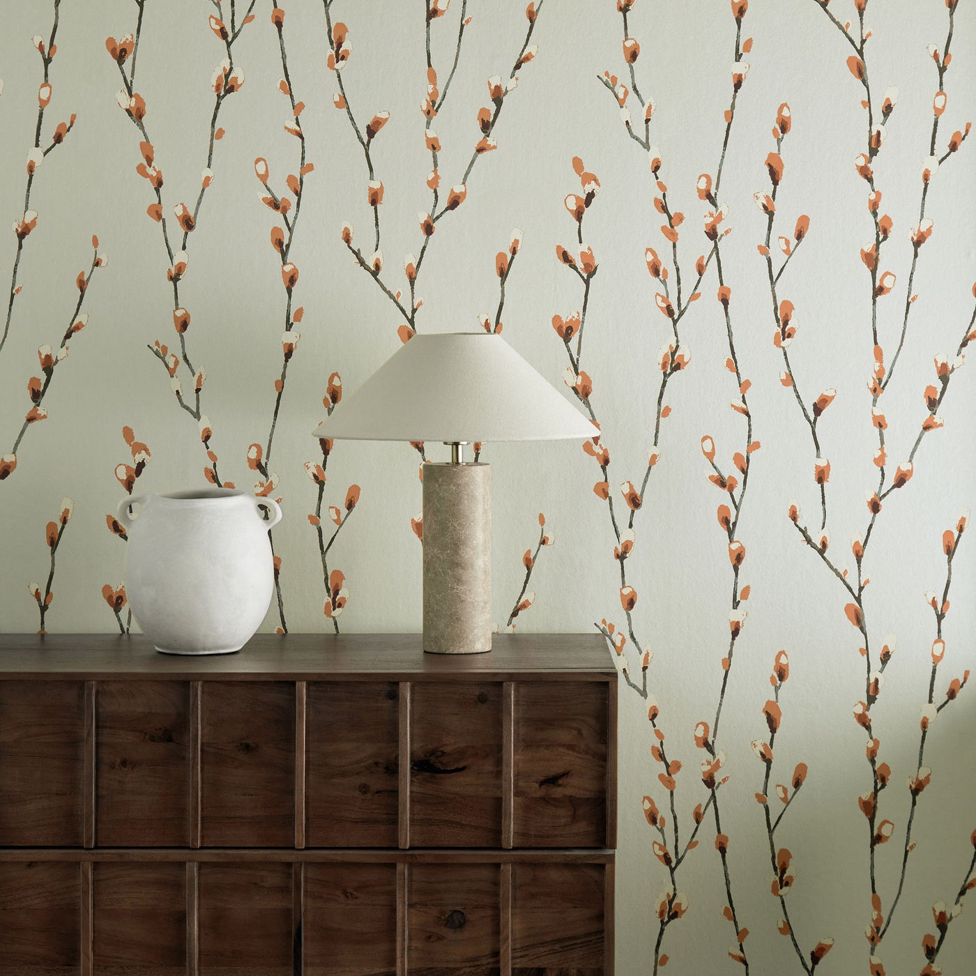 Salice Tangerine/Gilver Wallpaper by HAR