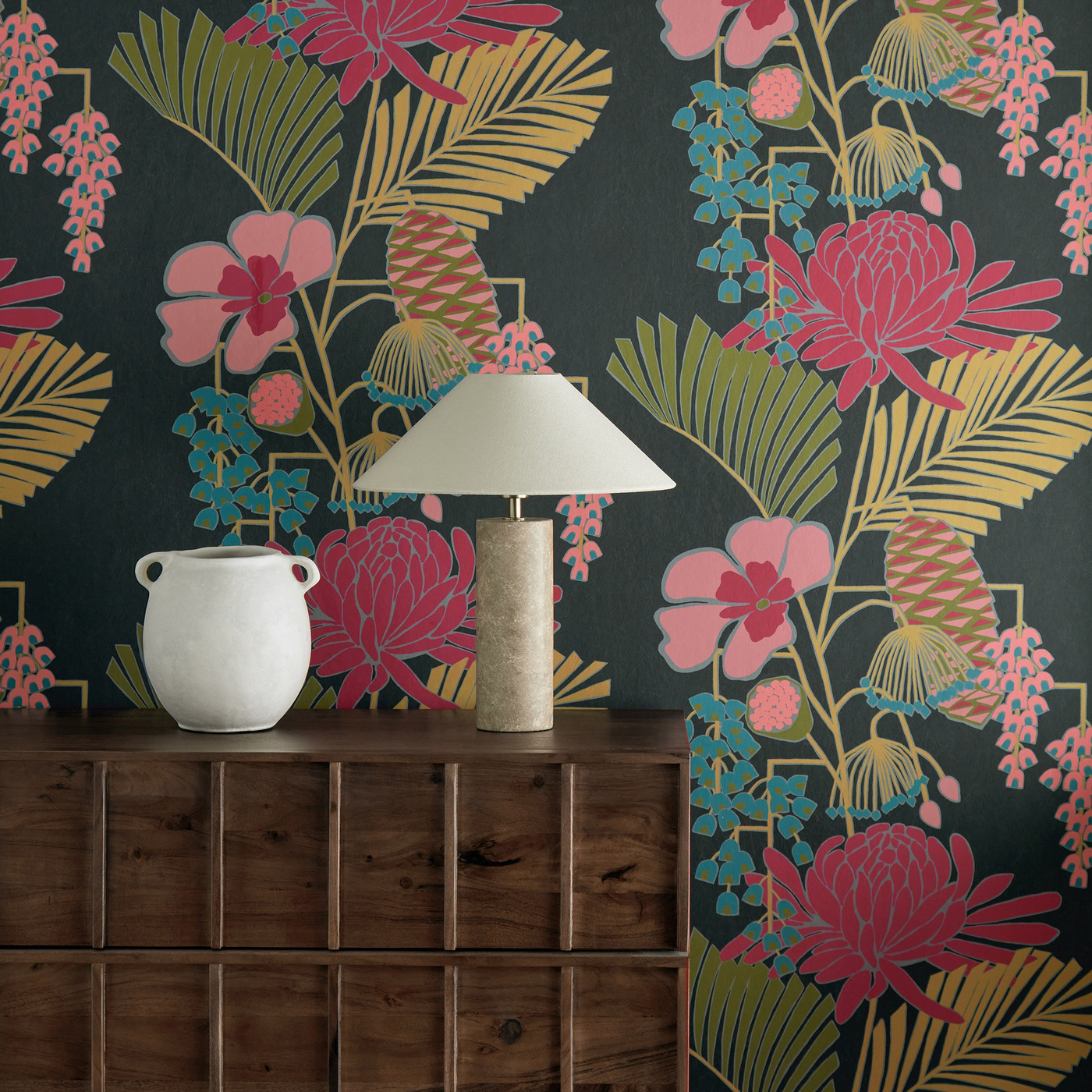 Salon Ebony/Azalea/Fern Wallpaper by HAR