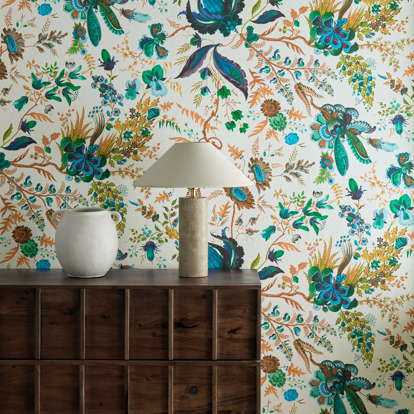 Wonderland Floral Wide Width Spinel/Peridot/Pearl Wallpaper by HAR