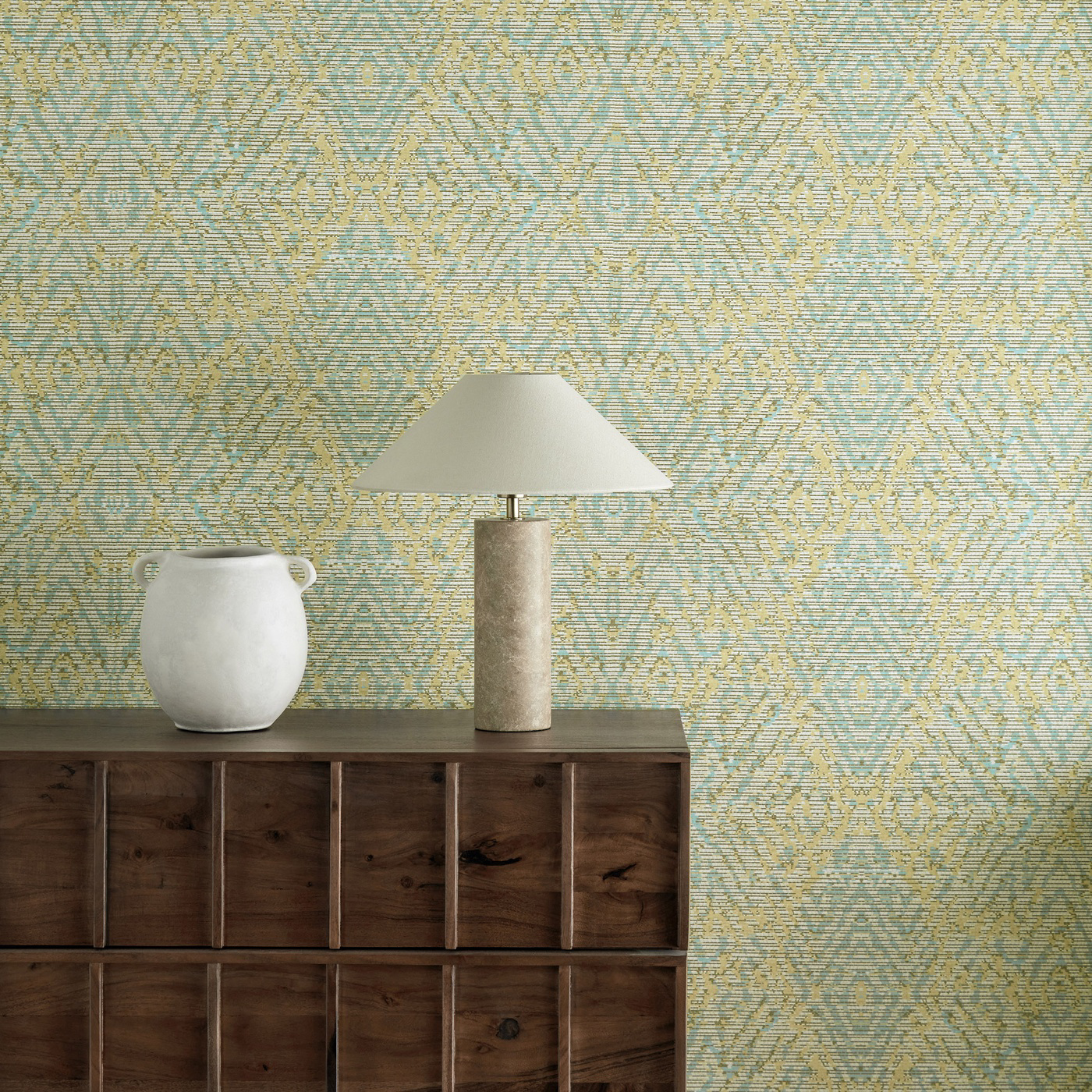 Hansha Paprika/Teal Wallpaper by HAR