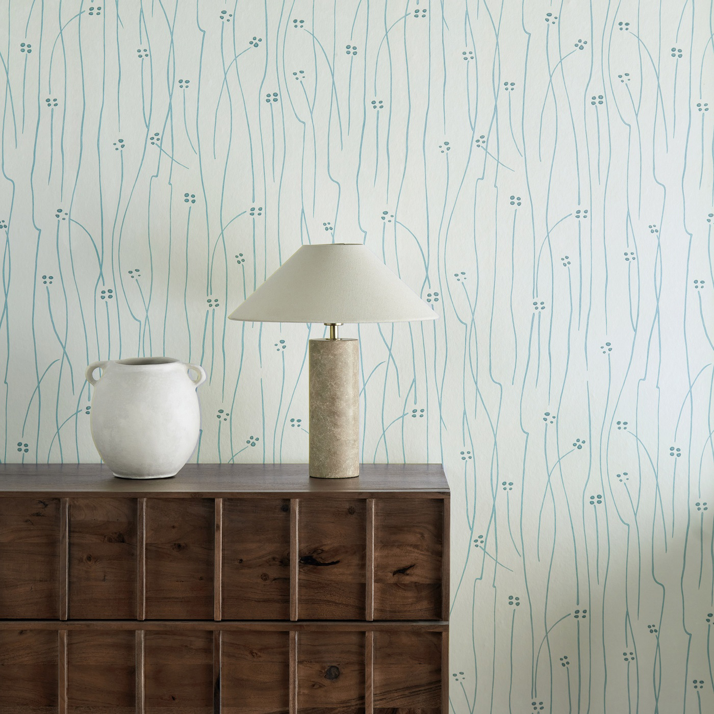 Eizou Sky/ Indigo/ Chalk Wallpaper by HAR