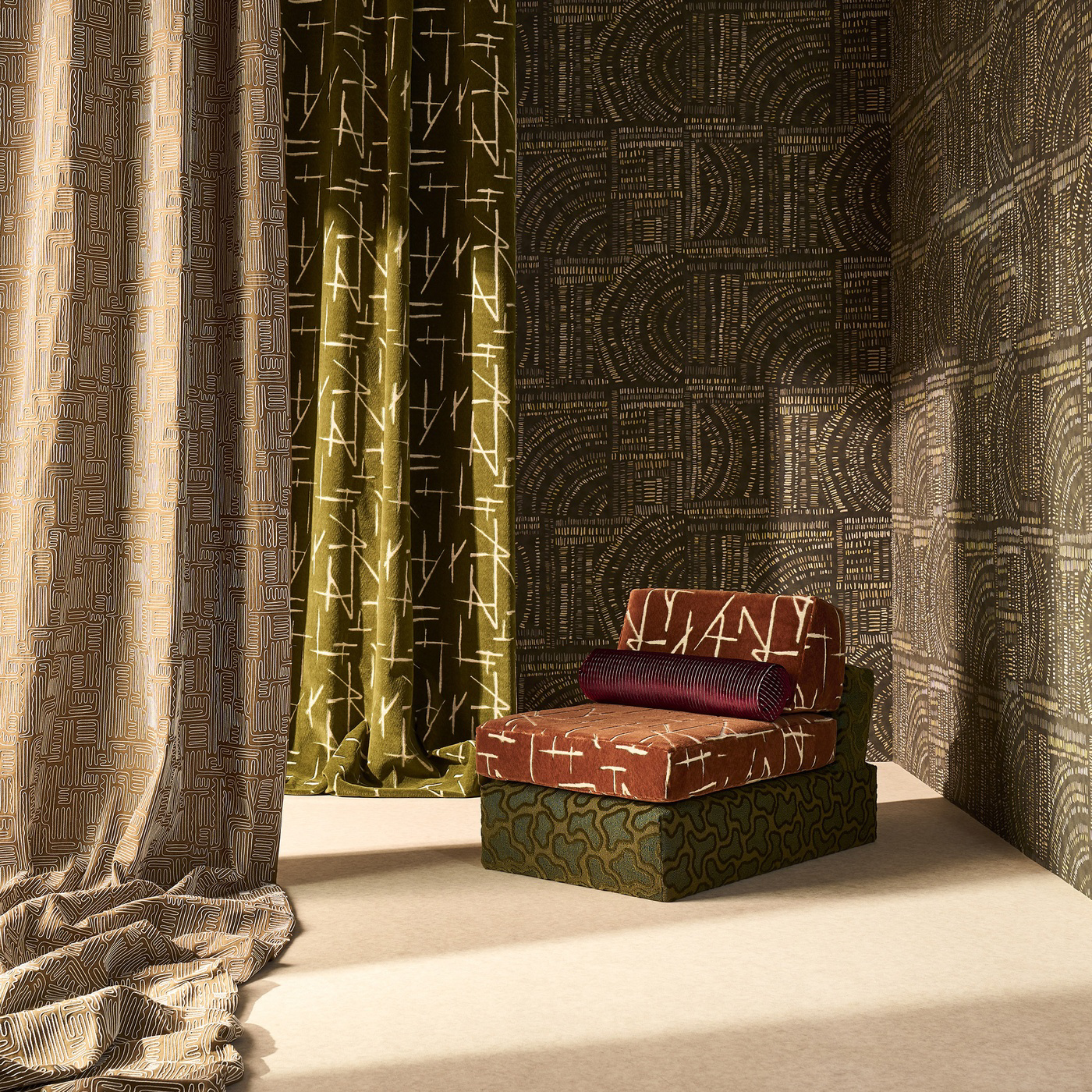 Frescoes Charcoal/Chalk/Limestone Wallpaper by HAR