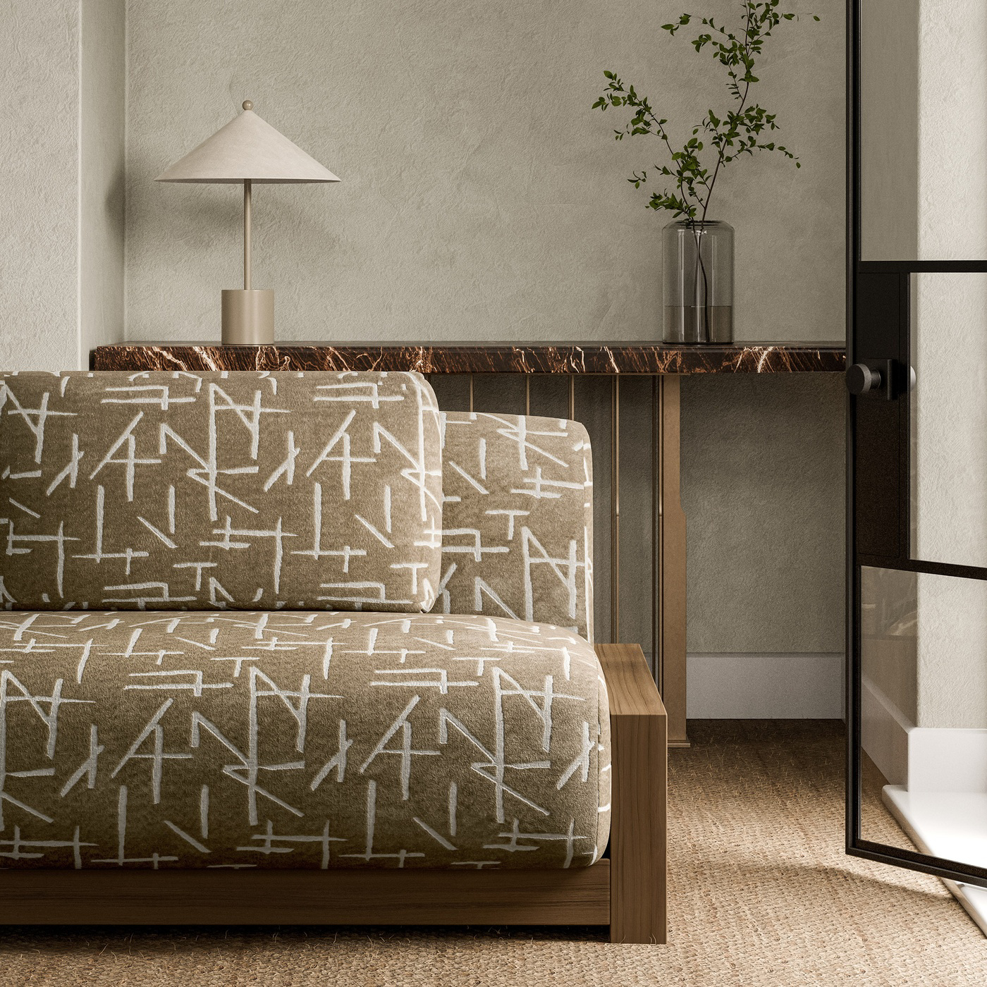 Dolmens Velvet Sandstone Fabric by HAR