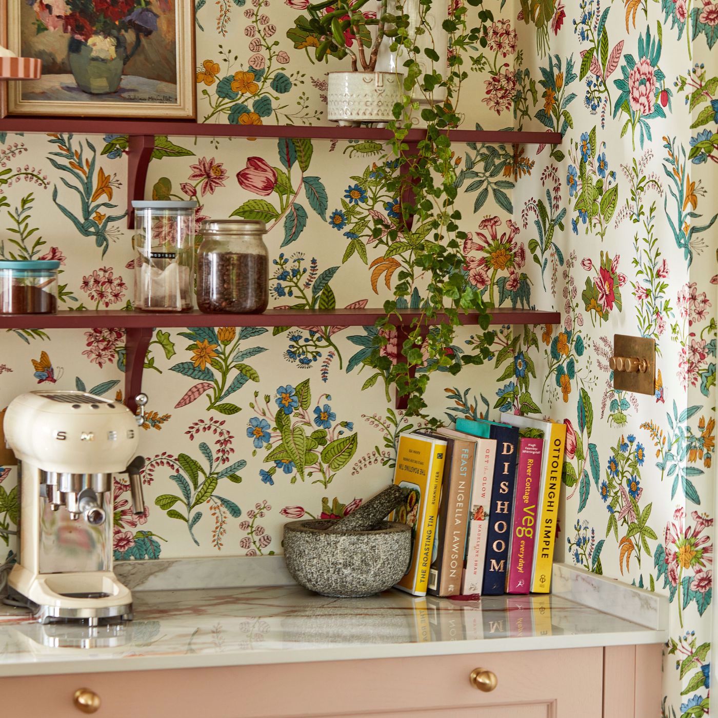 Woodland Floral Jade/Malachite/Rose Quartz Wallpaper by HAR