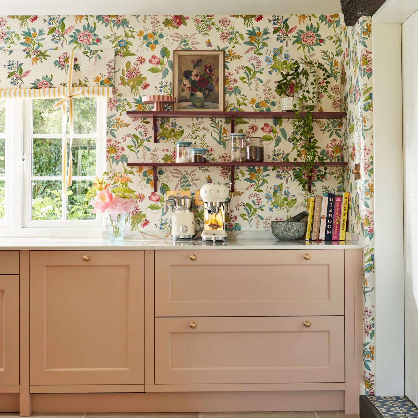 Woodland Floral Jade/Malachite/Rose Quartz Wallpaper by HAR
