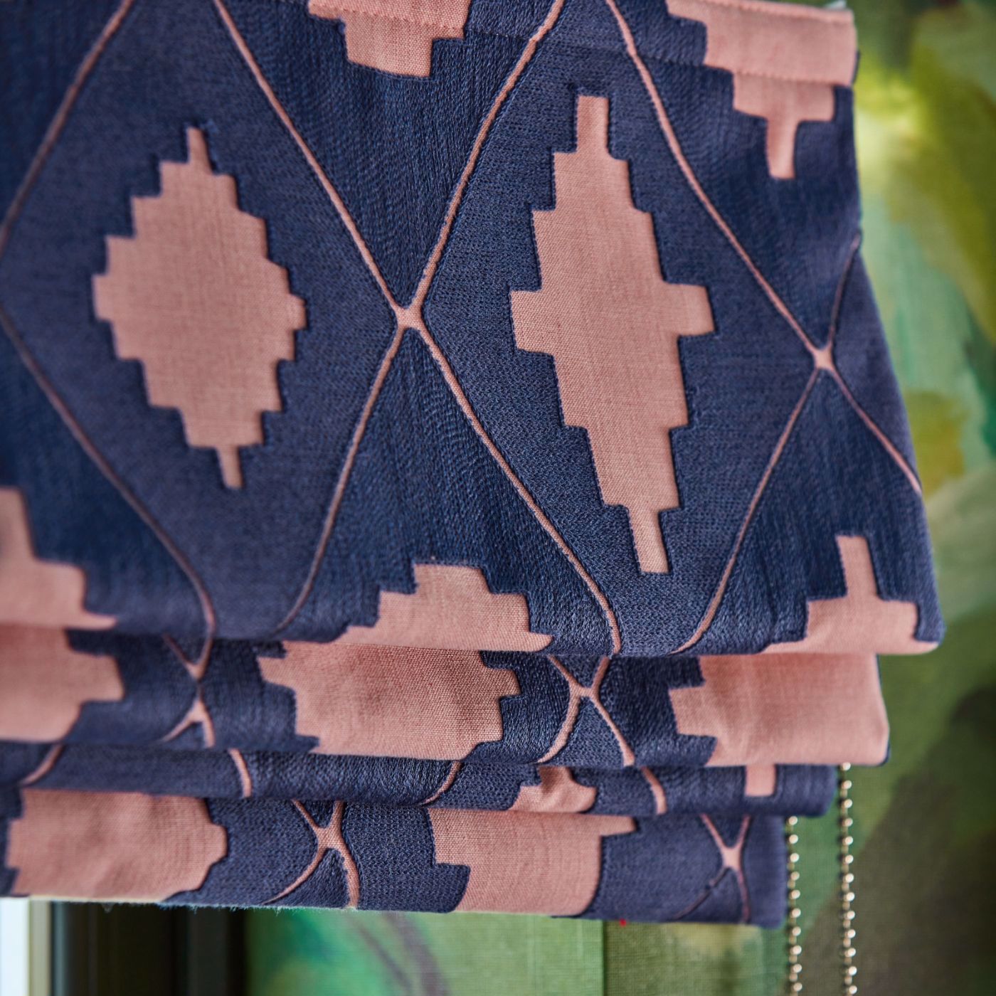 Garden Terrace Lapis/Rose Fabric by HAR