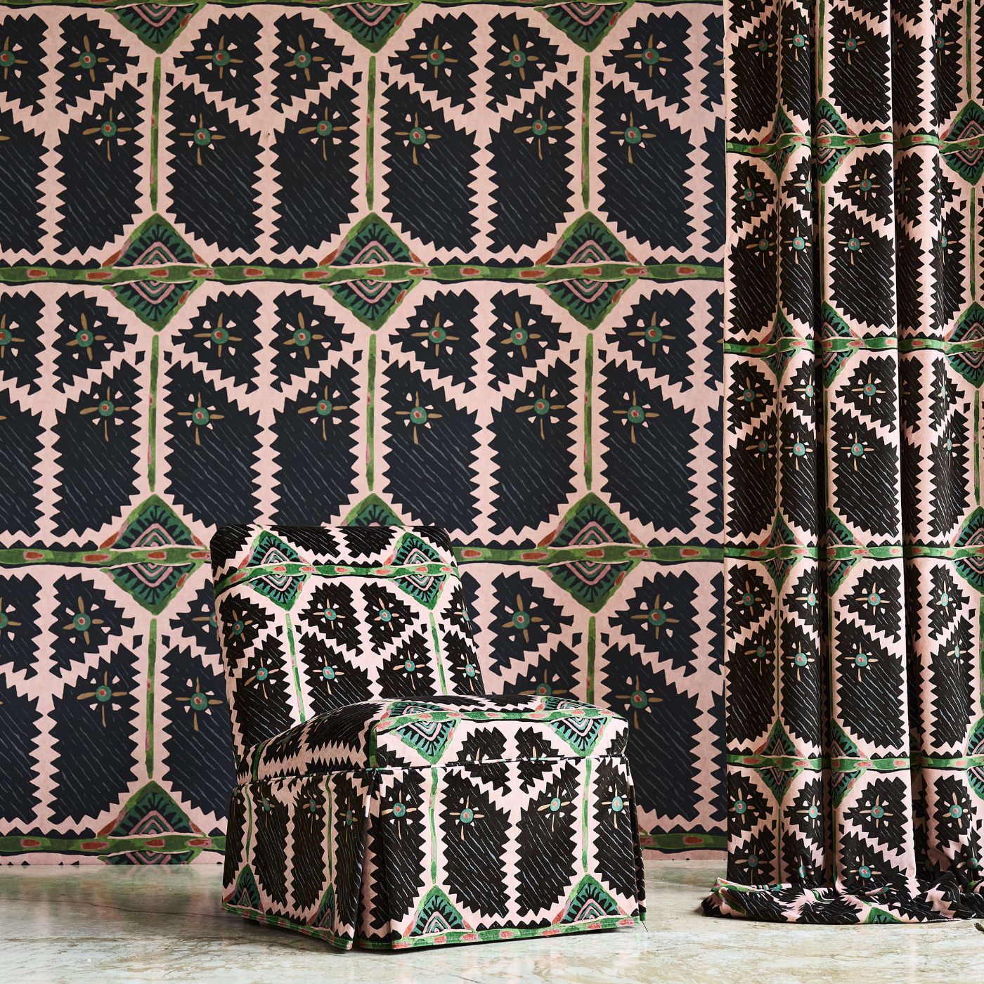 Brocha Blush/Charcoal Fabric by HAR