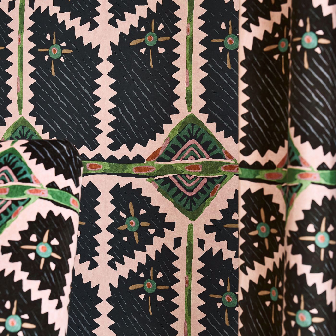 Brocha Blush/Charcoal Wallpaper by HAR