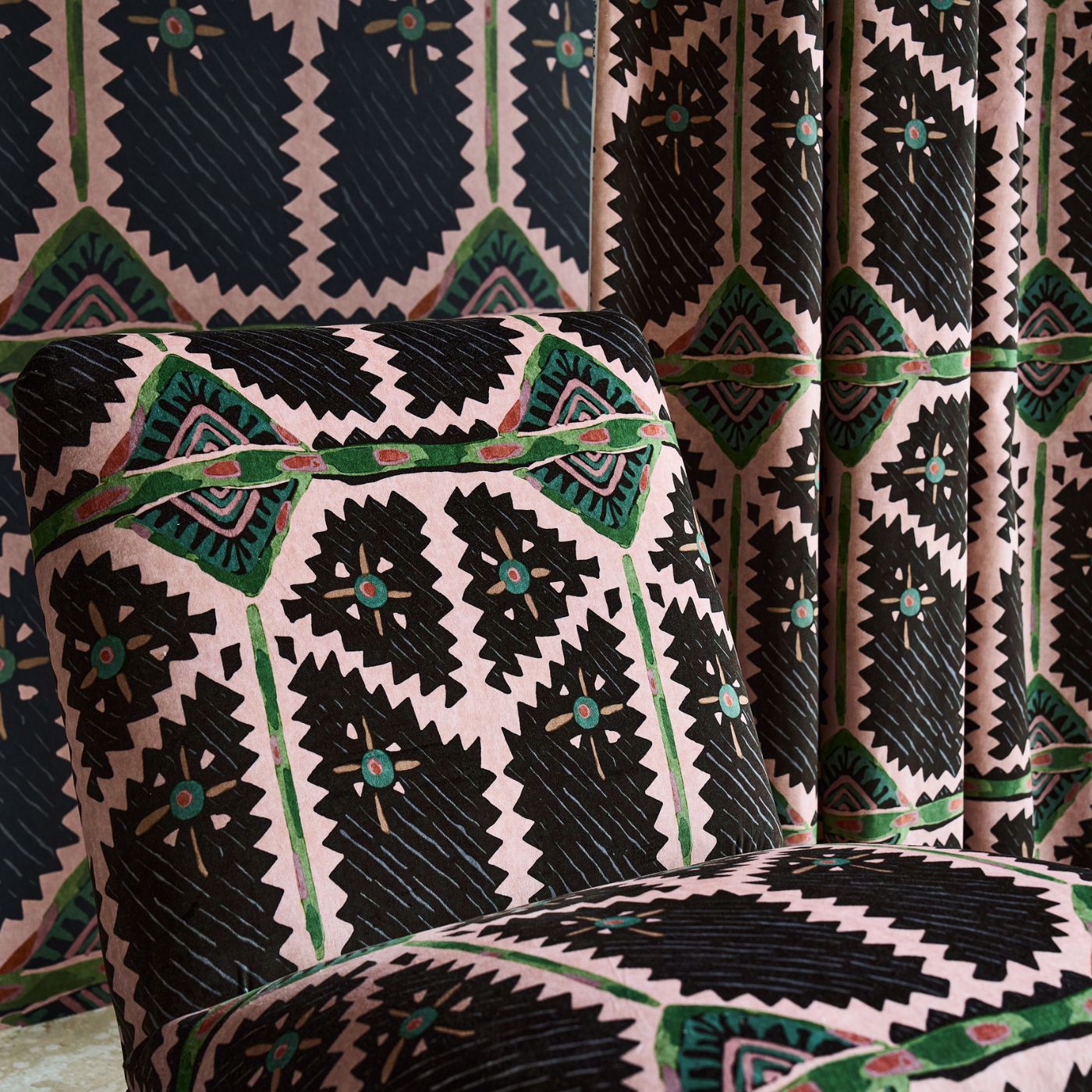 Brocha Blush/Charcoal Fabric by HAR