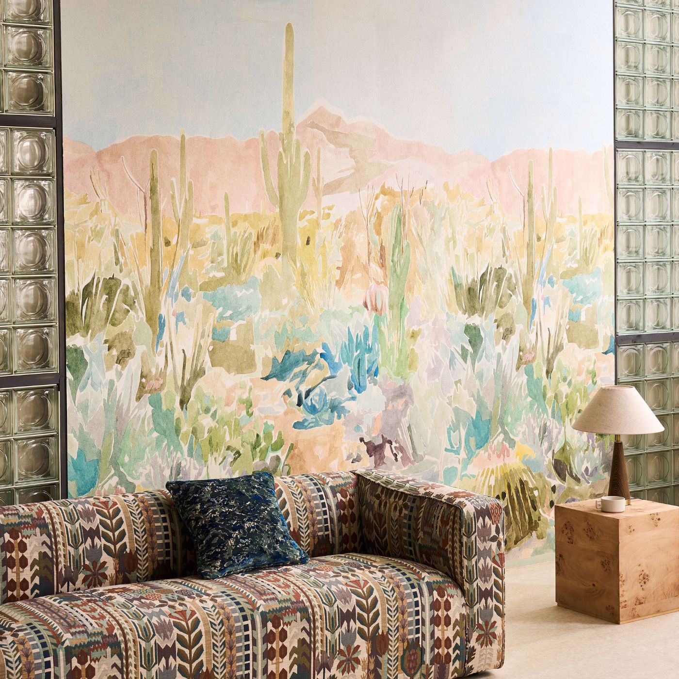 Kuparr Terracotta/Azul Fabric by HAR