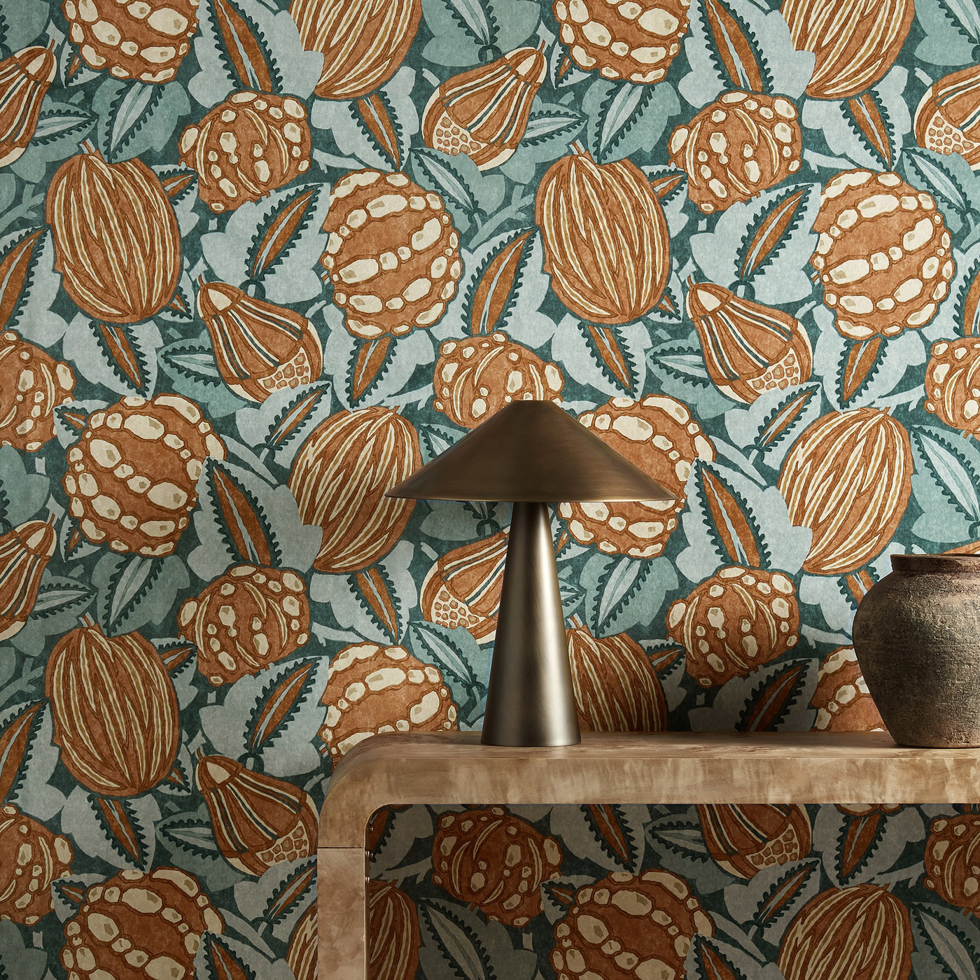 Zenith Terracotta/Azul Wallpaper by HAR