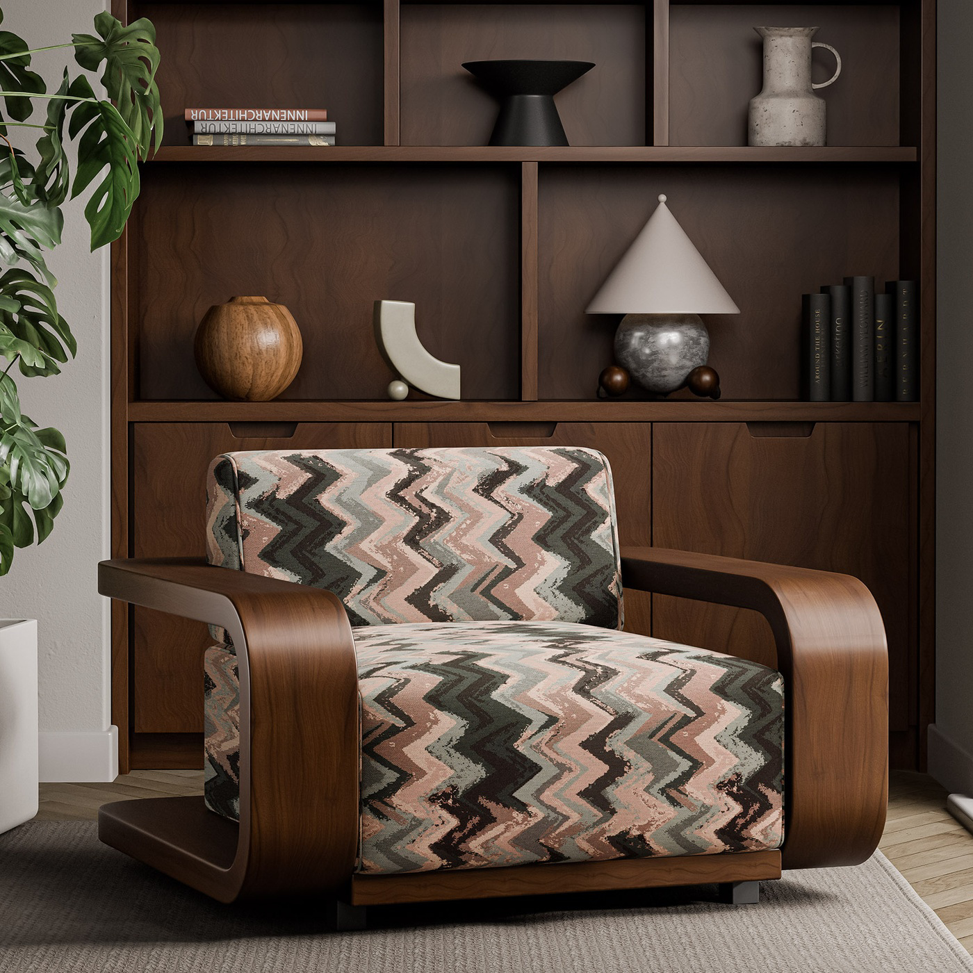 Kilim Grounded/Burgundy Fabric by HAR