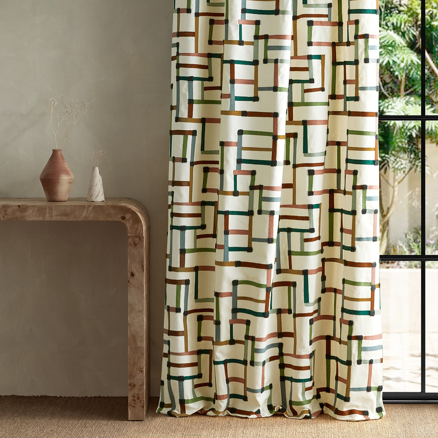 Lineas Forest/Azul/Blush Fabric by HAR