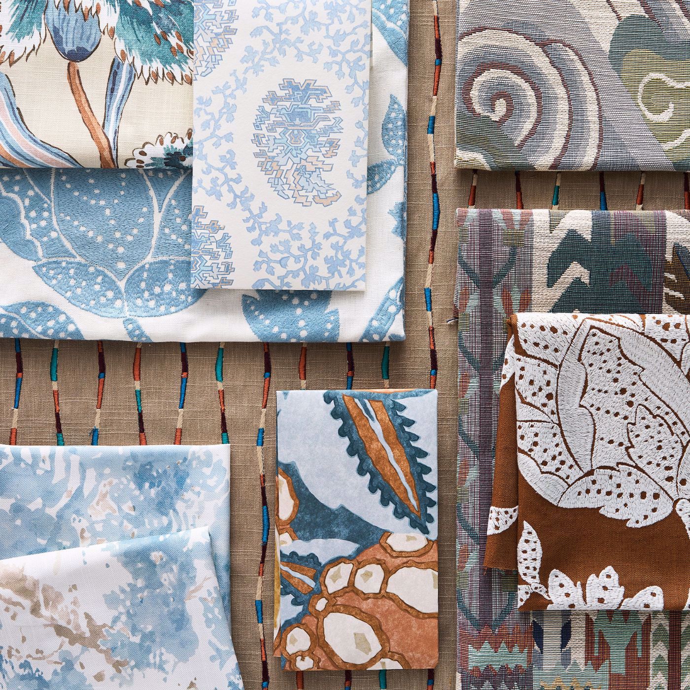 Morelia Terracotta/Cerulean Fabric by HAR