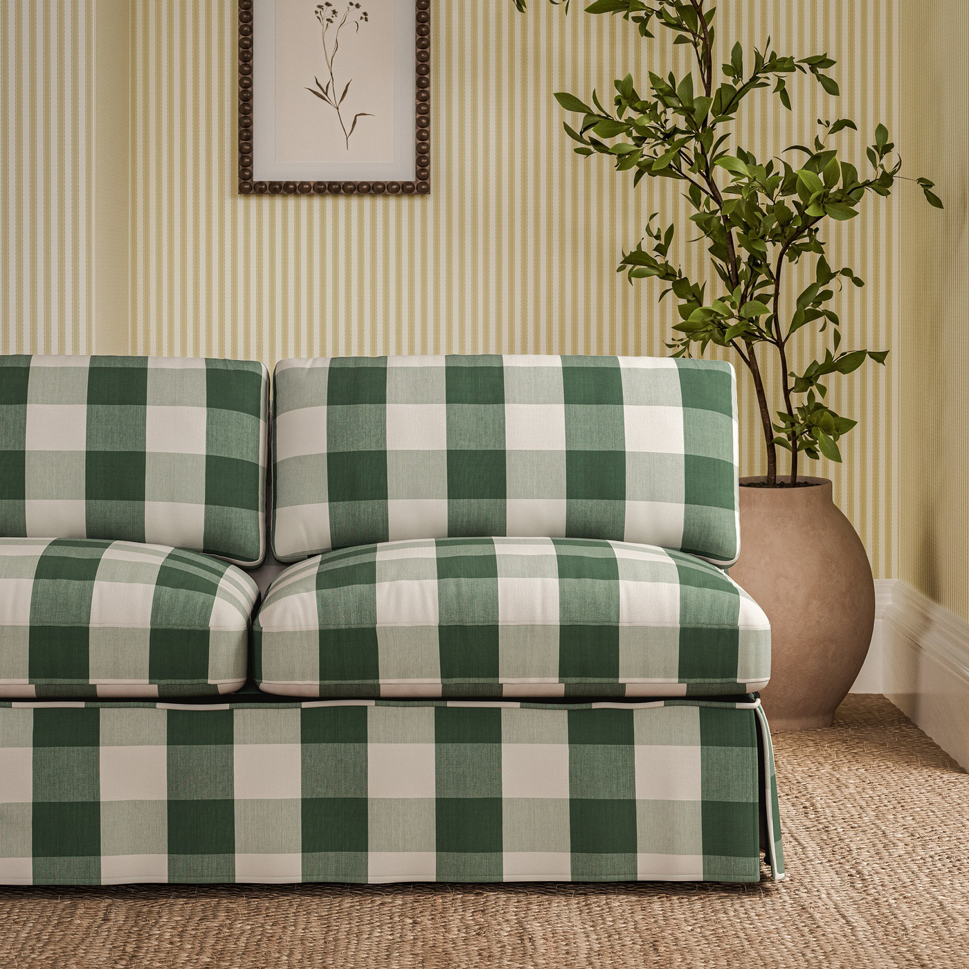 Madras Check Avocado Fabric by SAN