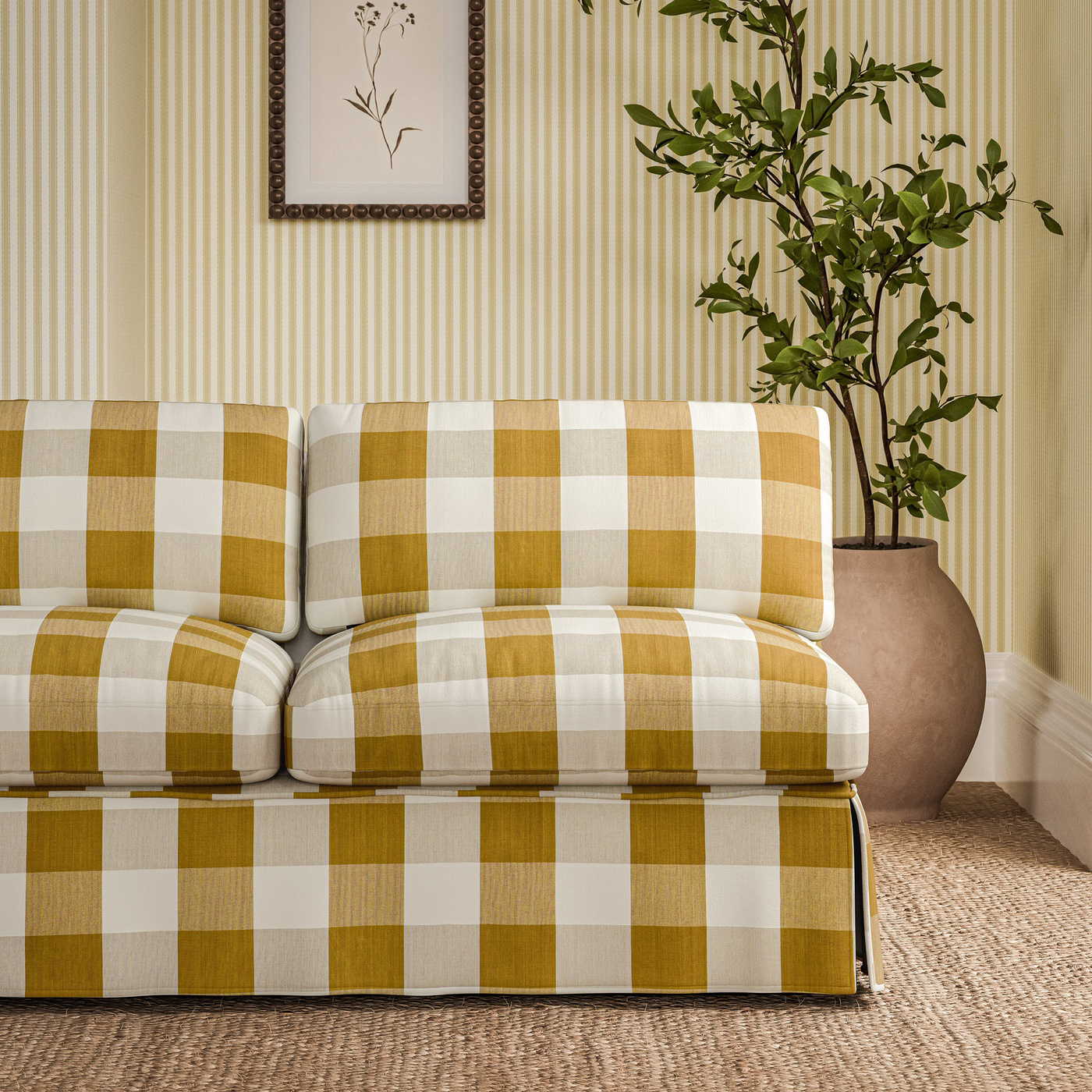 Madras Check Golden Knot  Fabric by SAN