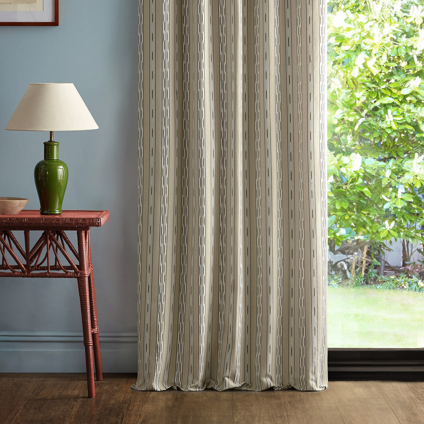 Jamandi Stripe Gritstone/Oak Fabric by SAN