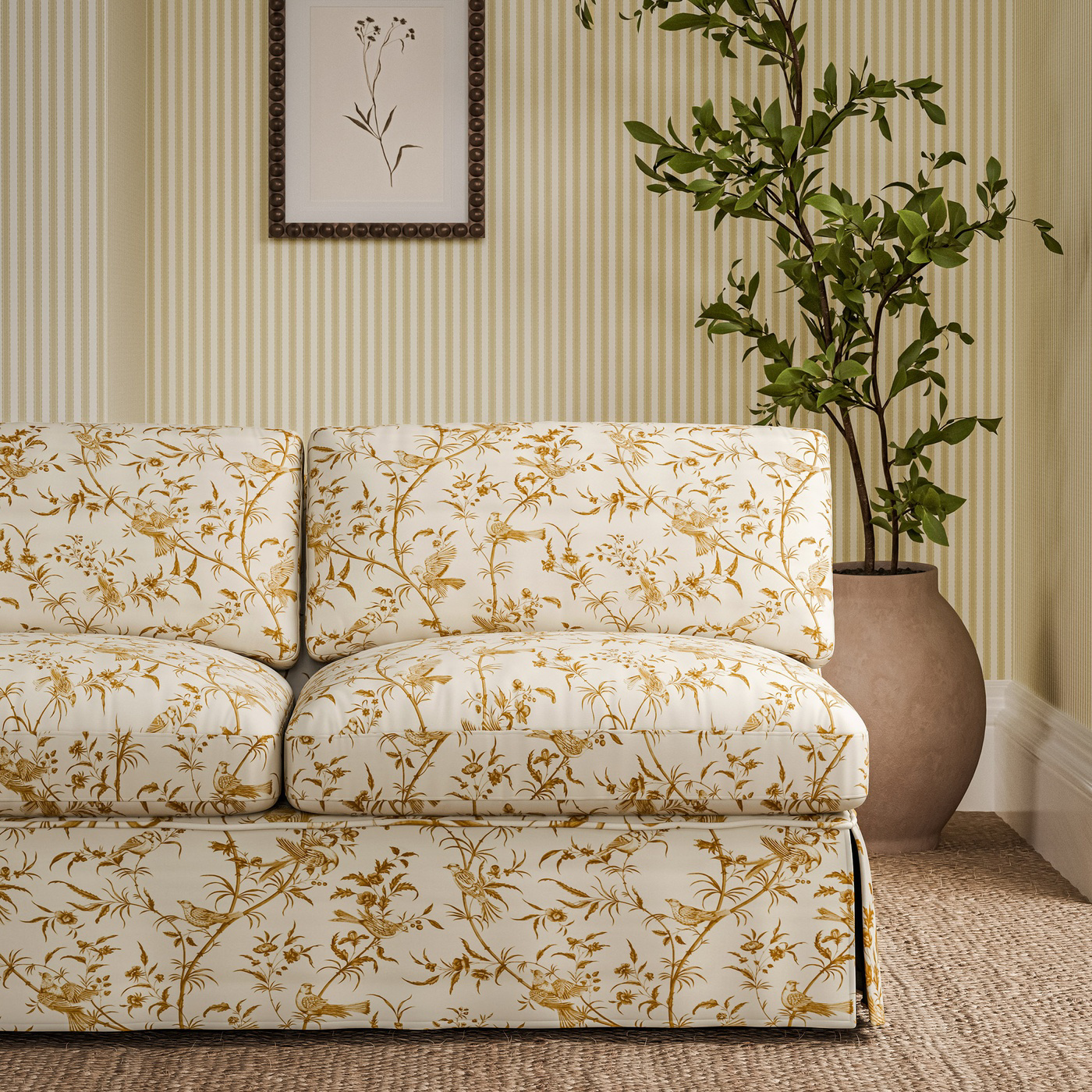 Paradise Woods Toile Mustard Fabric by SAN