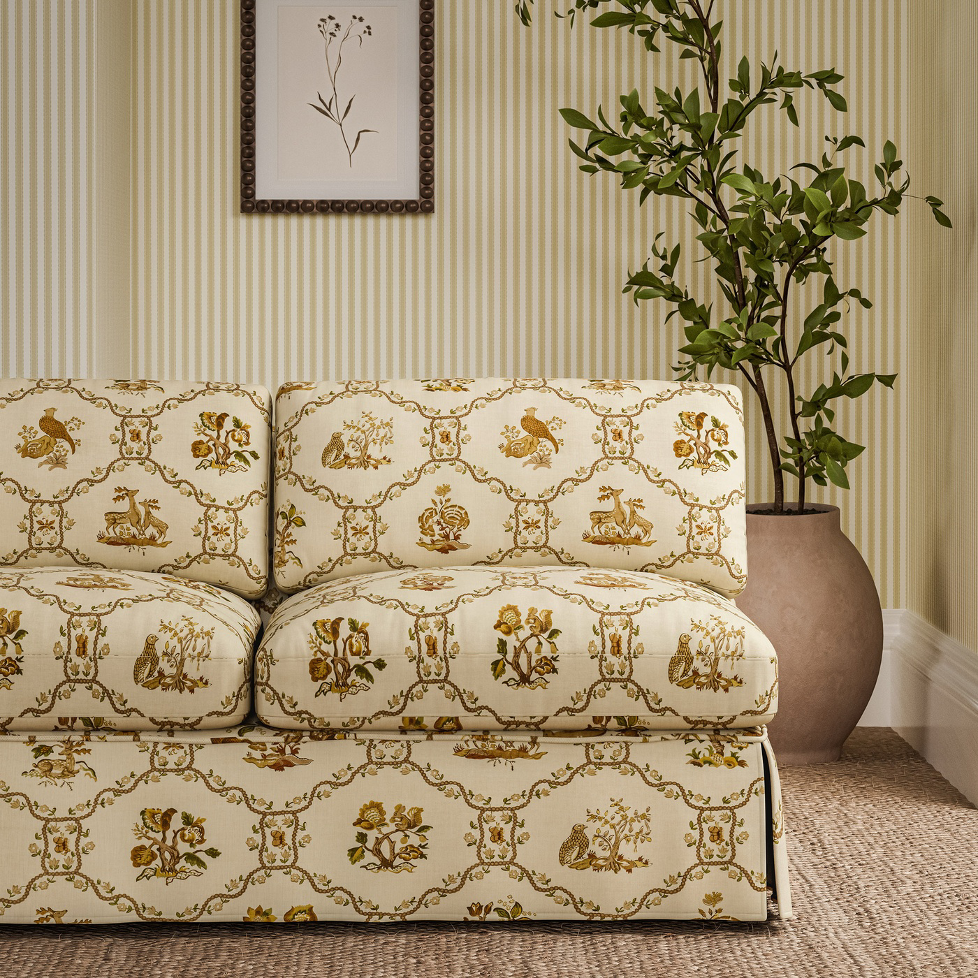 Partridge & Pear Walnut/Harvest Fabric by SAN