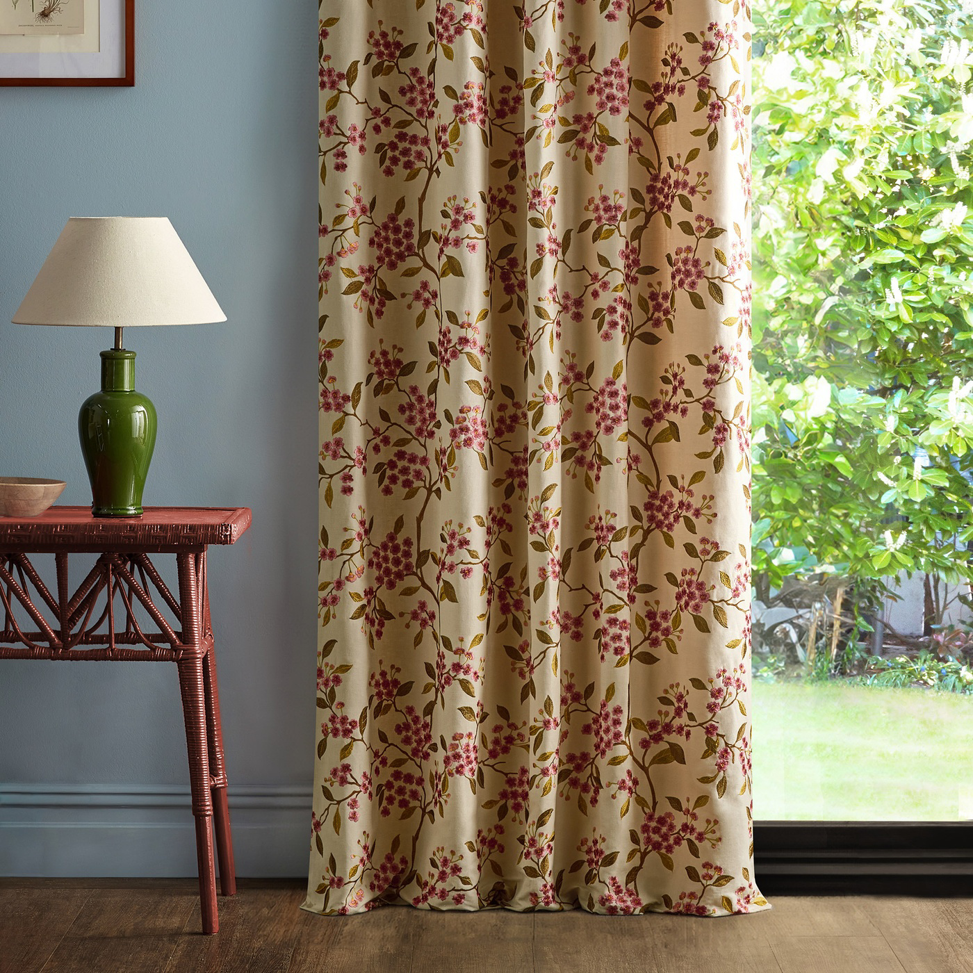 Damson Blossom Madder/Olive Fabric by SAN