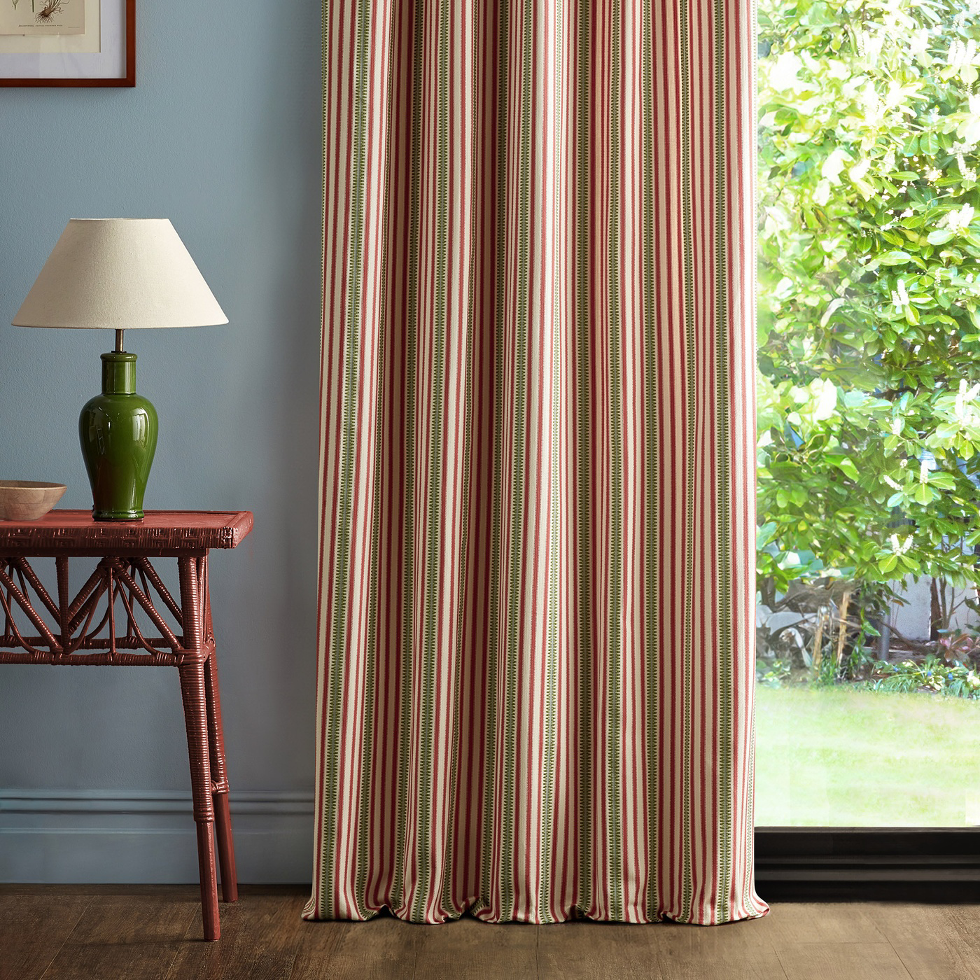 Barneby Stripe Berry/Leaf Fabric by SAN