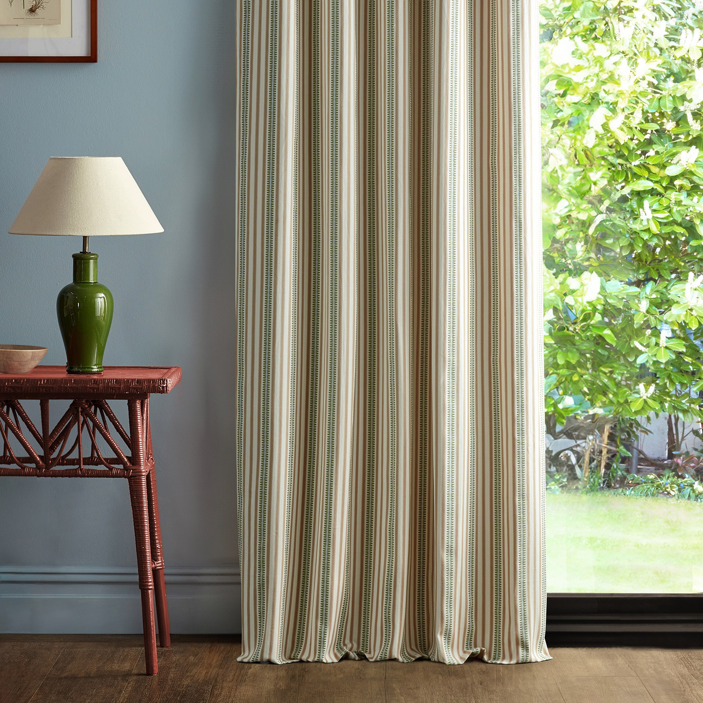 Barneby Stripe Mallow/Olive Fabric by SAN