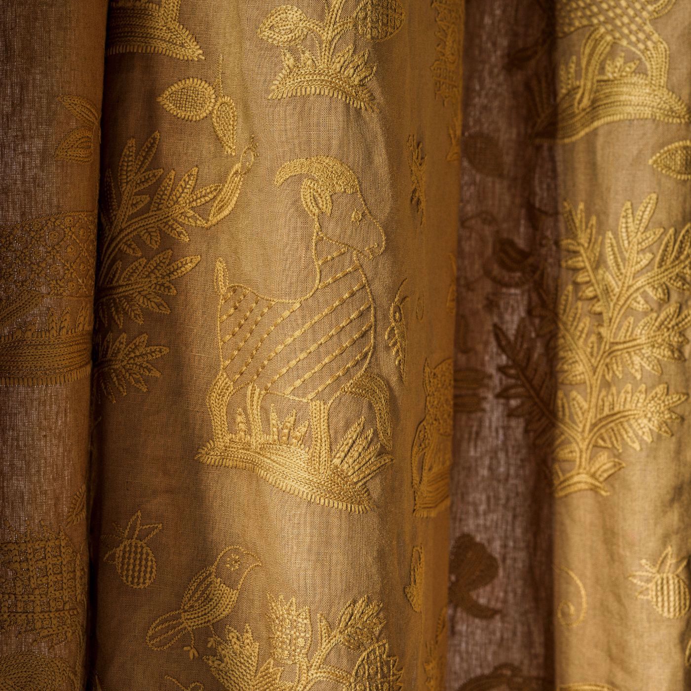 Medieval Embroidery Mustard Fabric by SAN