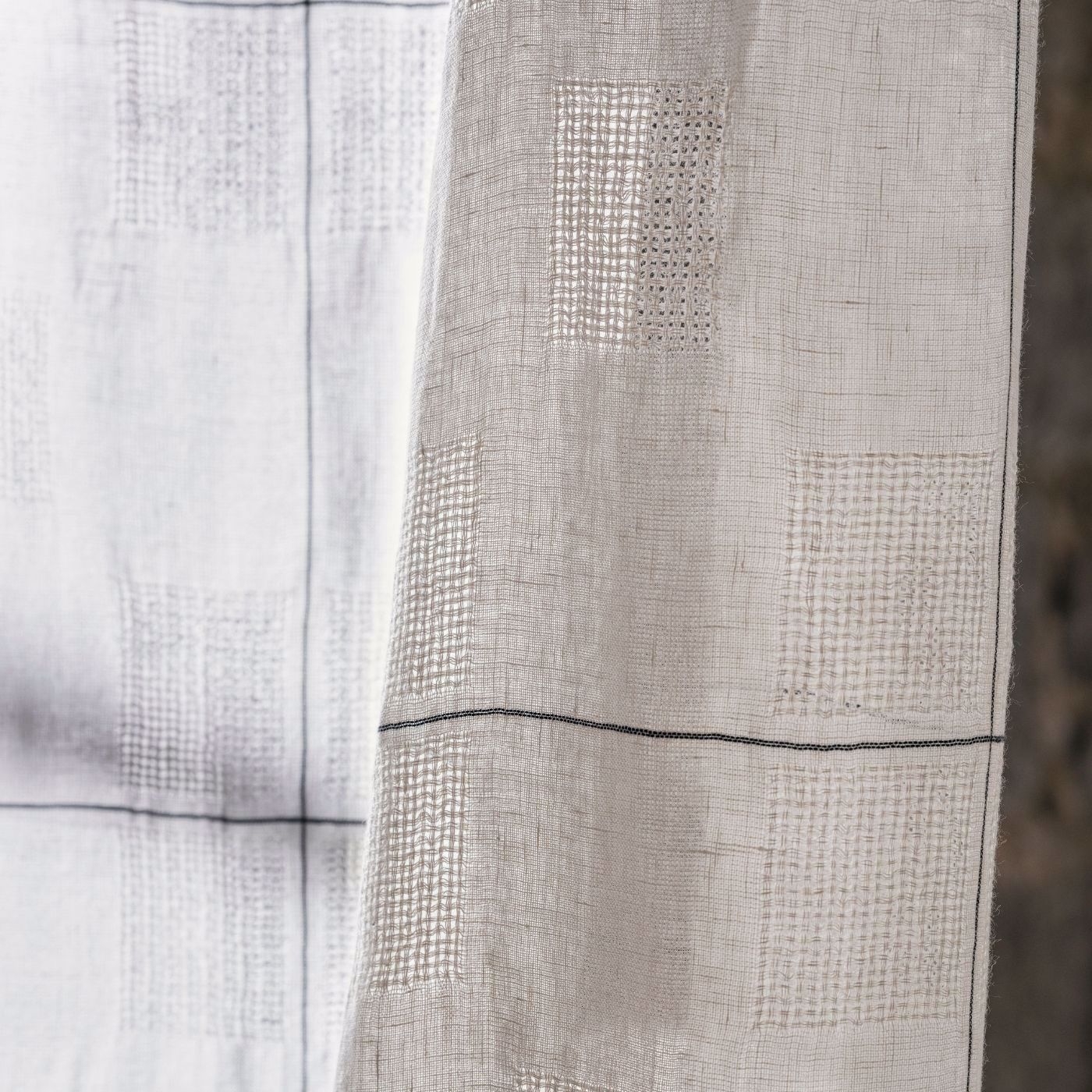 Oceana Check Seaspray White Fabric by SAN