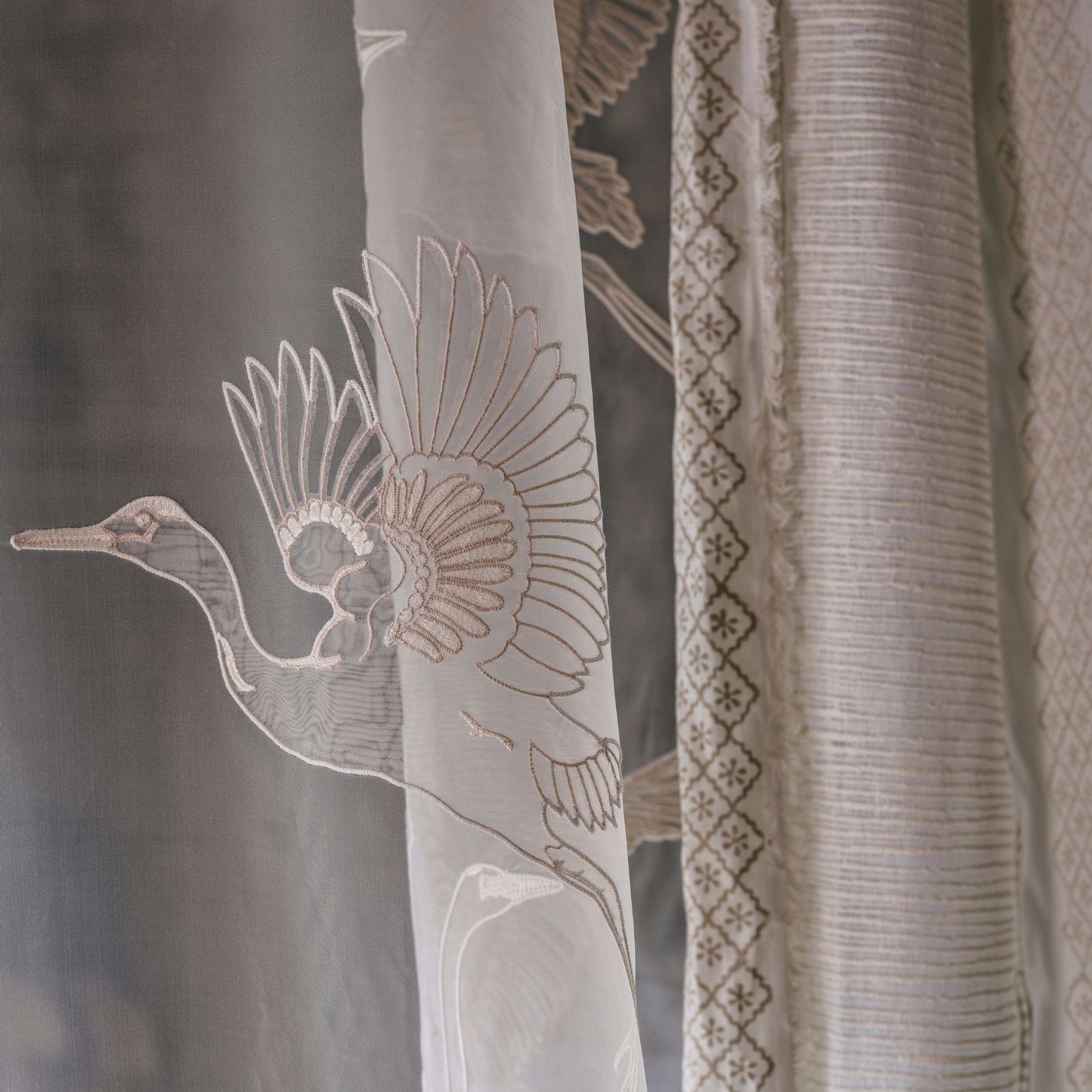 Great Egrets Silk Fabric by SAN