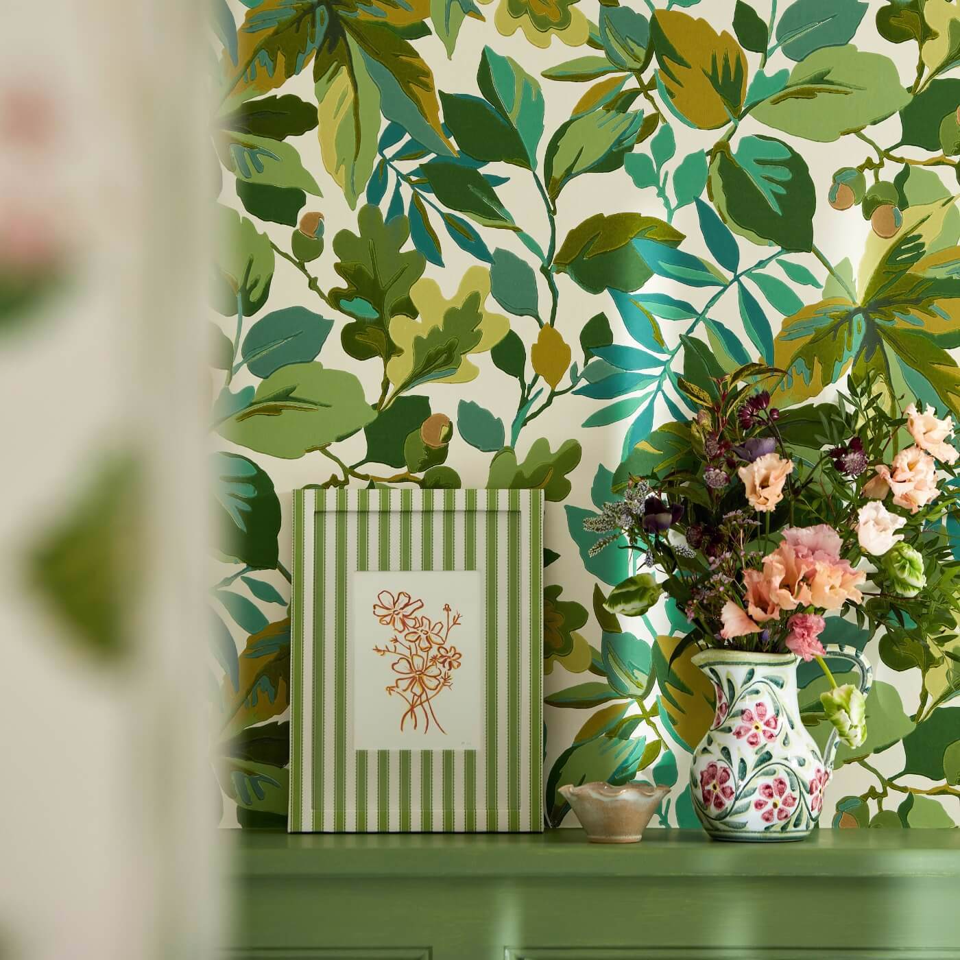 Robin's Wood Botanical Green Wallpaper by SAN