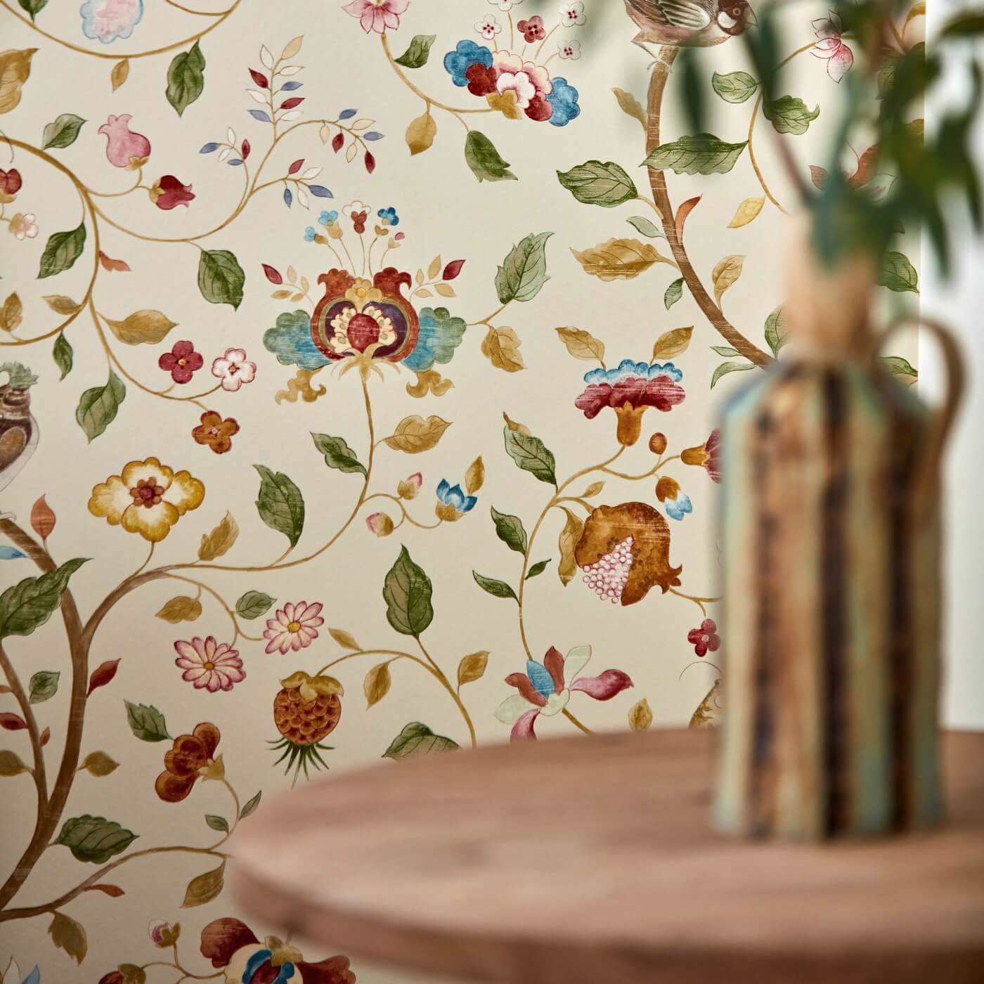 Aril's Garden Olive/Mulberry Wallpaper by SAN