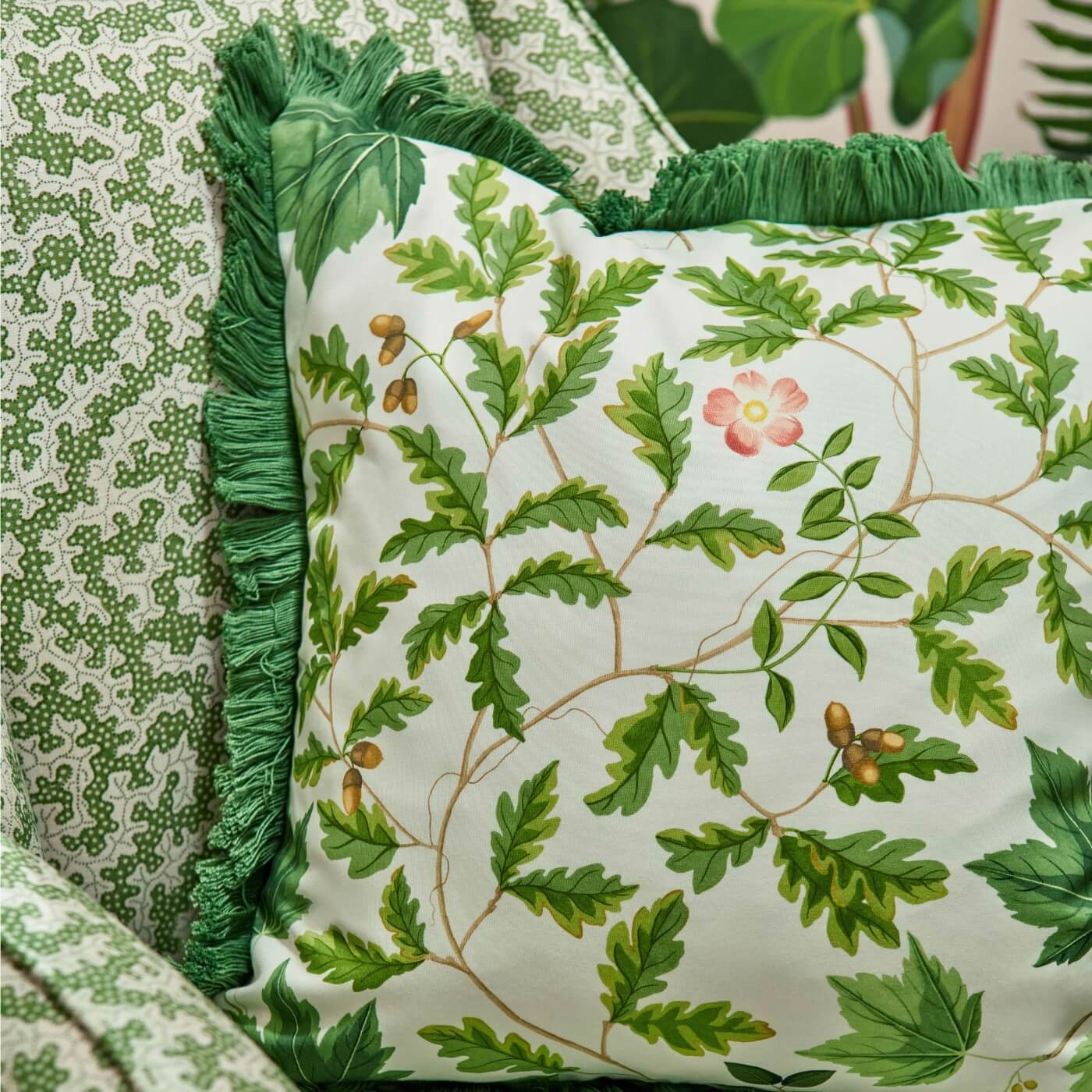 Sycamore and Oak Botanical Green Fabric by SAN