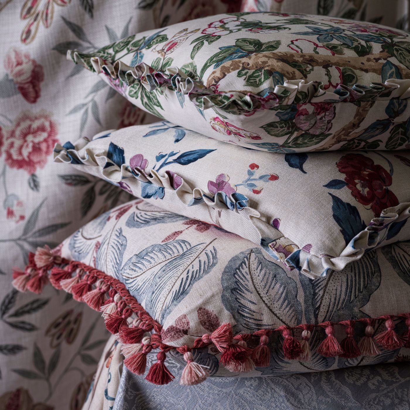 Sissinghurst Indigo/Ruby Fabric by SAN