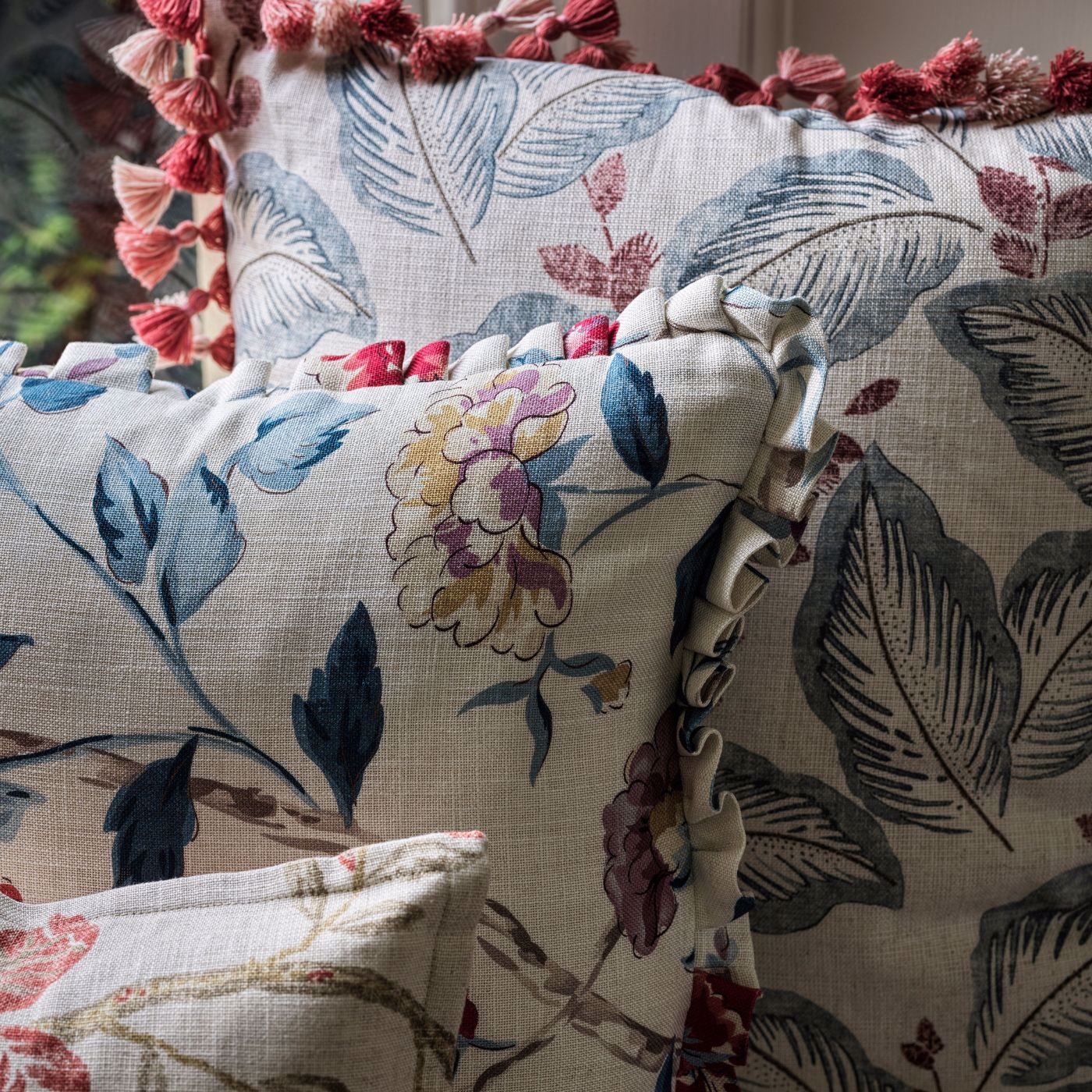 Sissinghurst Indigo/Ruby Fabric by SAN