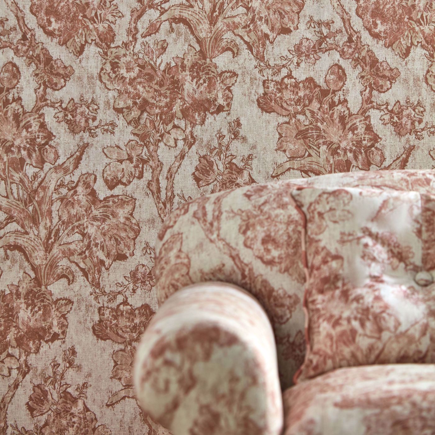 Fringed Tulip Toile Putty Wallpaper by SAN