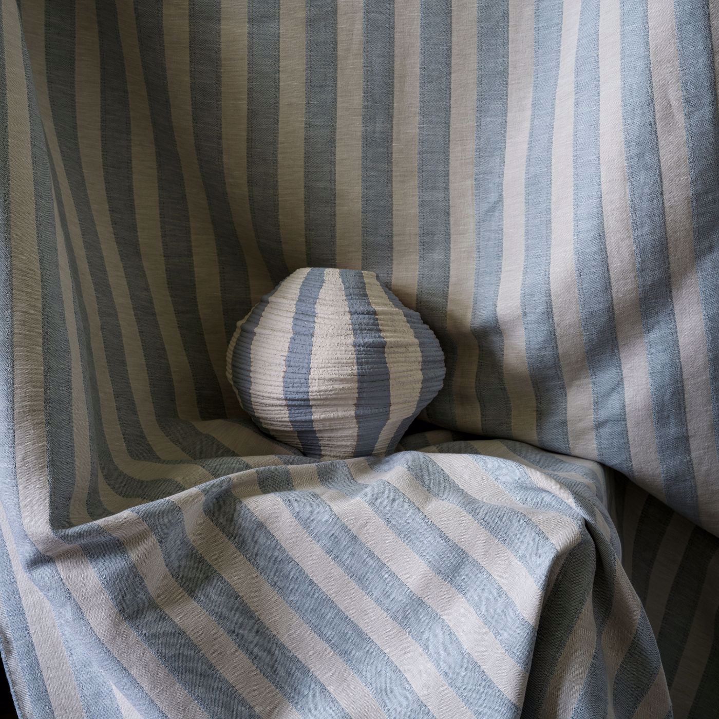 Sorilla Stripe Delft/Linen Fabric by SAN