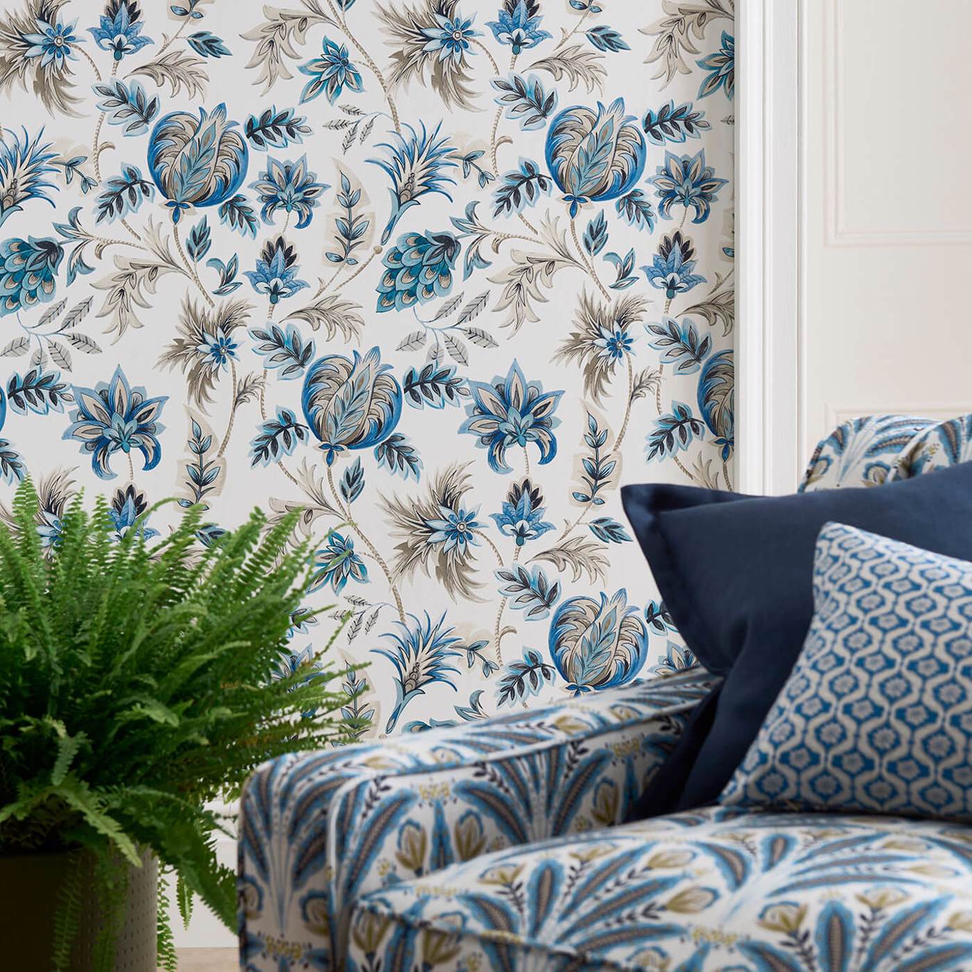 Giverny Cobalt Fabric by CNC
