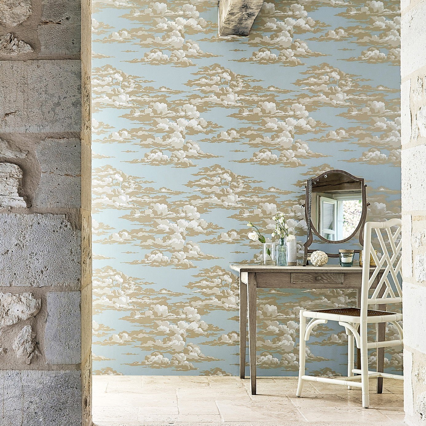 Silvi Clouds Taupe Grey Wallpaper by SAN