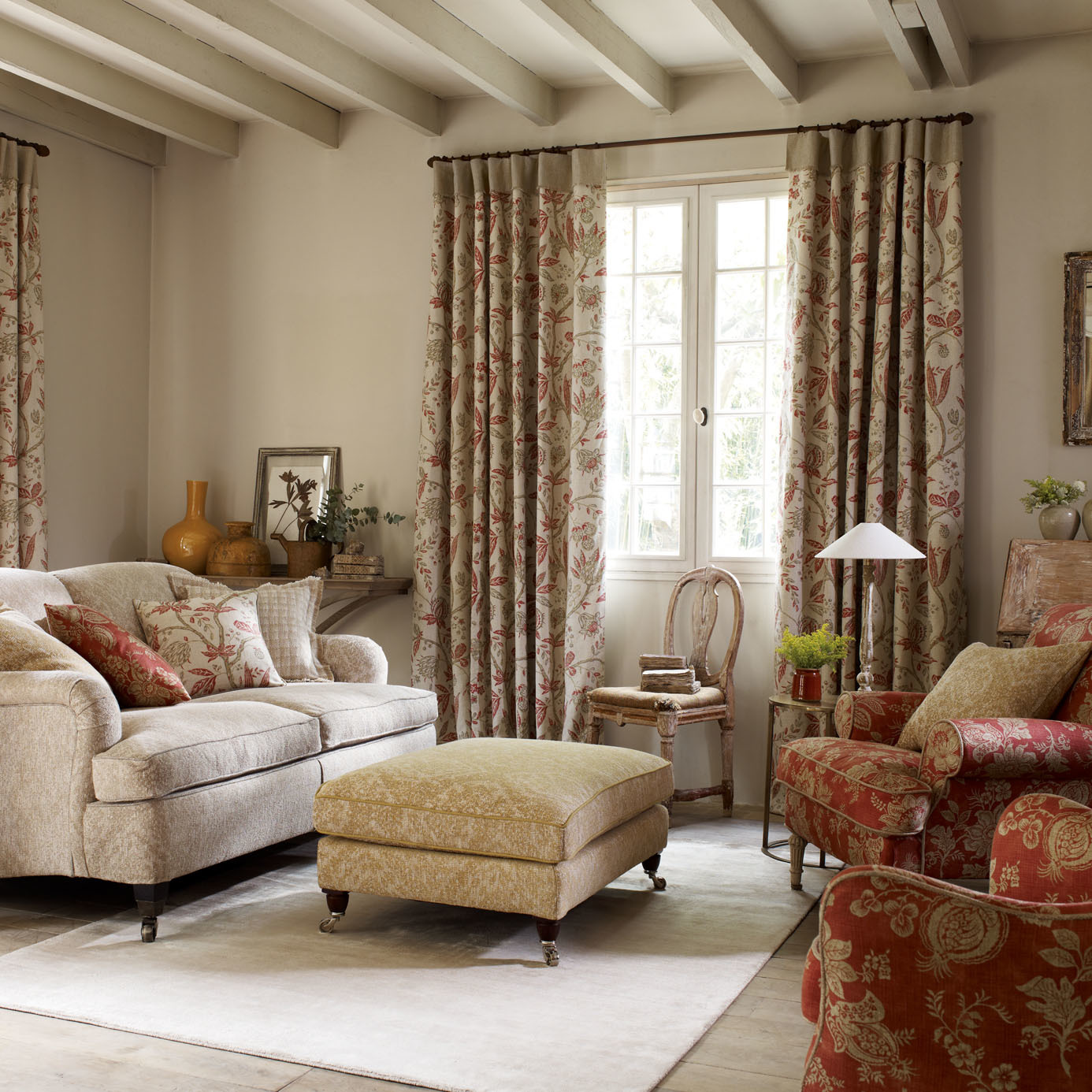 Solaine Olive/Pebble Fabric | Sanderson by Sanderson Design