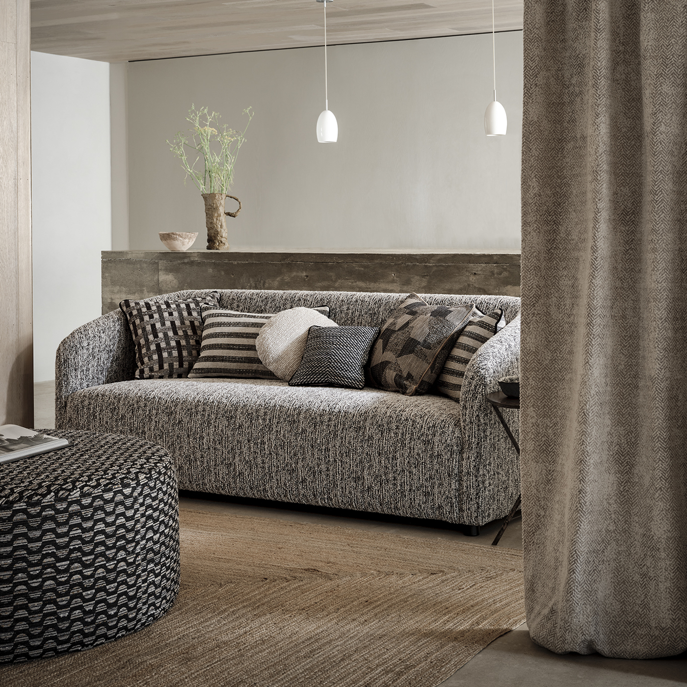 Espen Charcoal/Linen Fabric by CNC