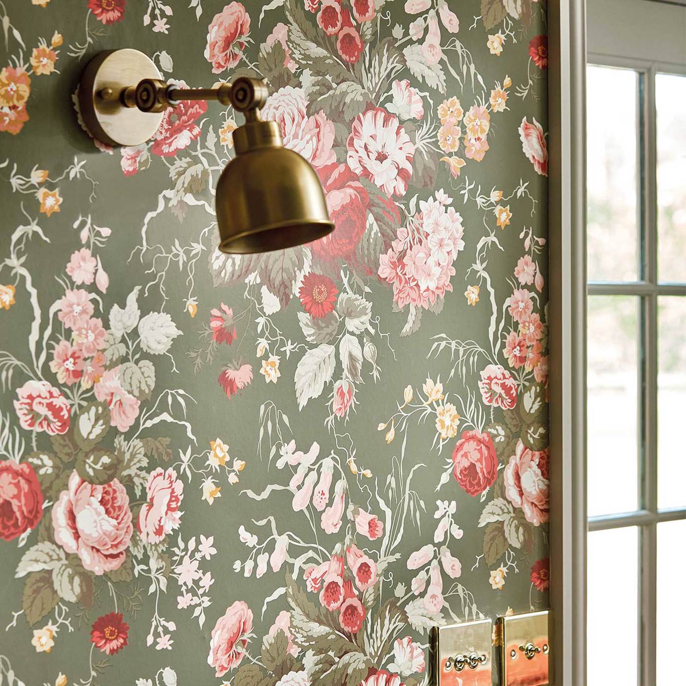 Stapleton Park Olive/Bengal Red Wallpaper by SAN