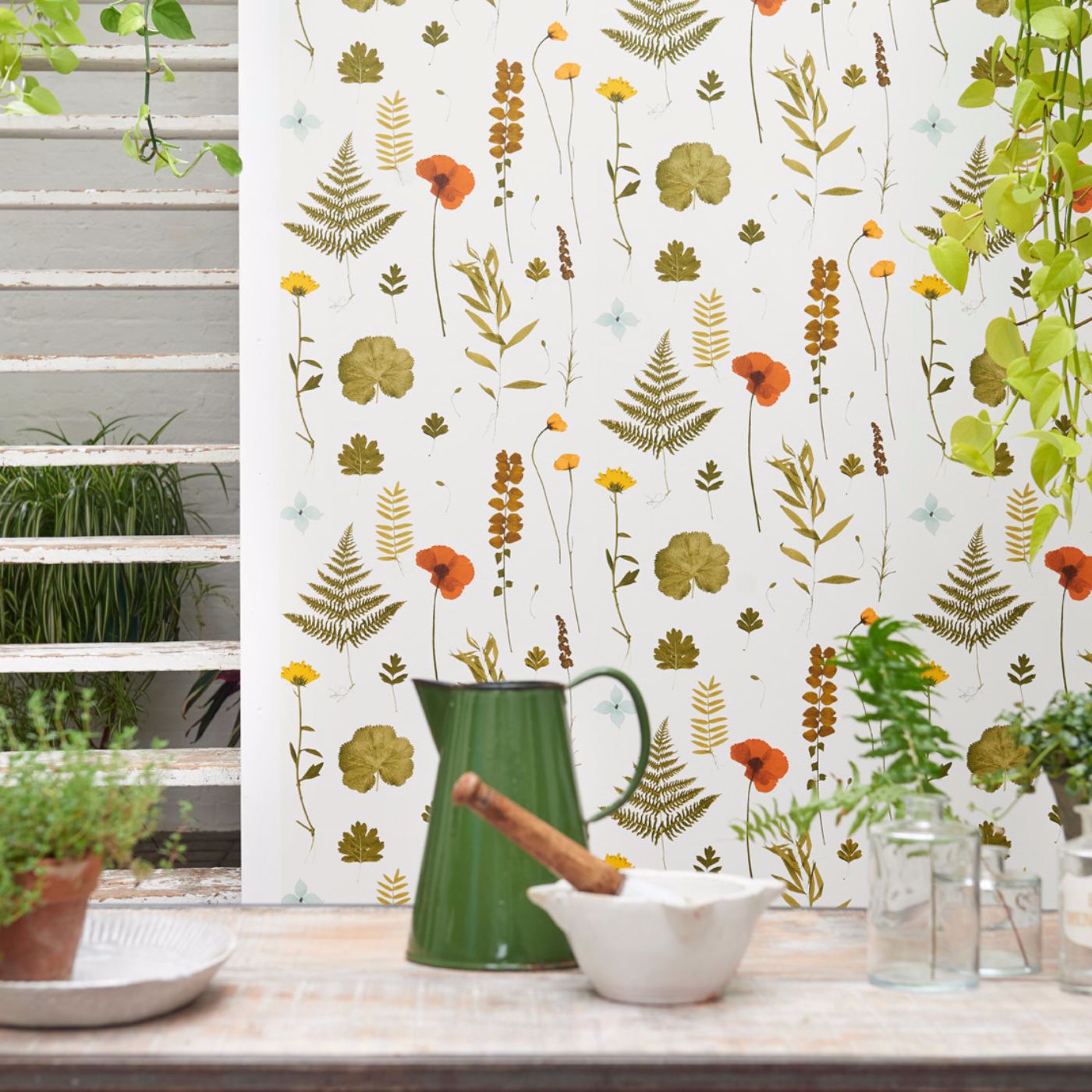 Herbarium Multi/Ivory Wallpaper by CNC