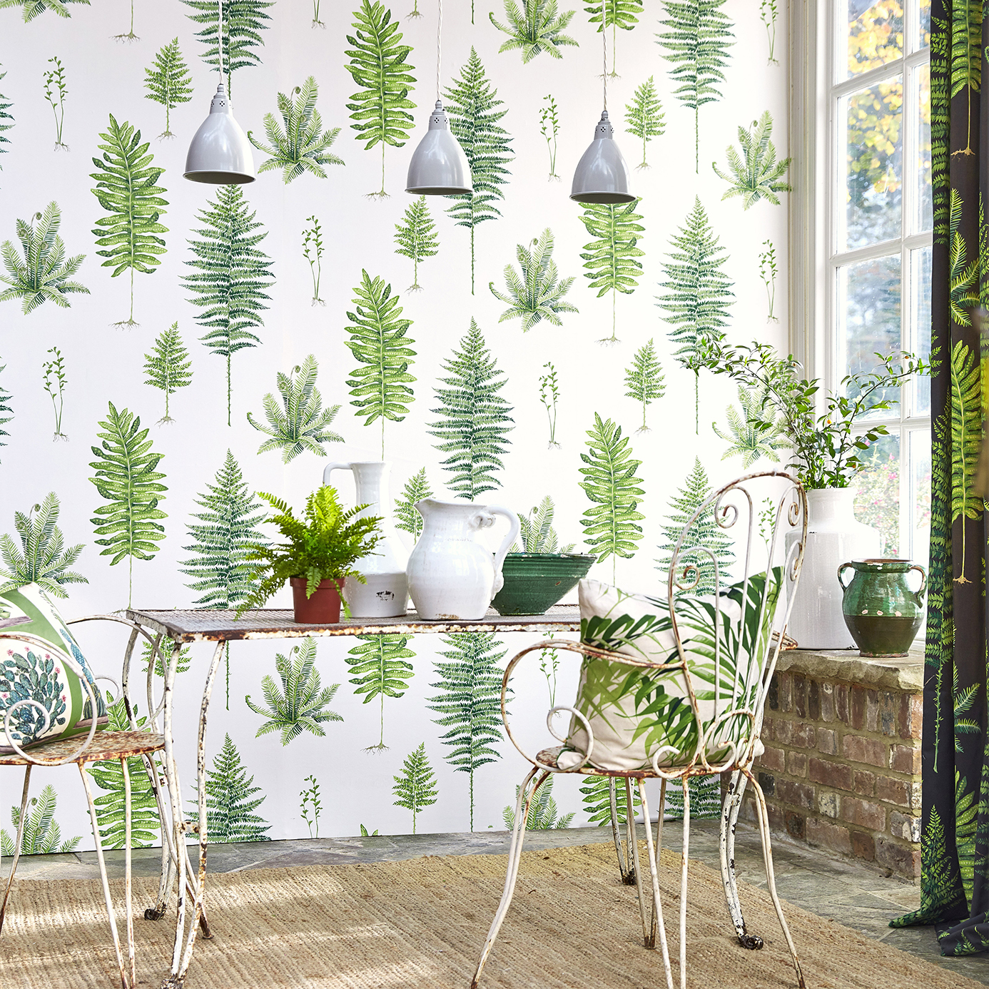 Fernery Botanical Green/Charcoal Wallpaper by SAN