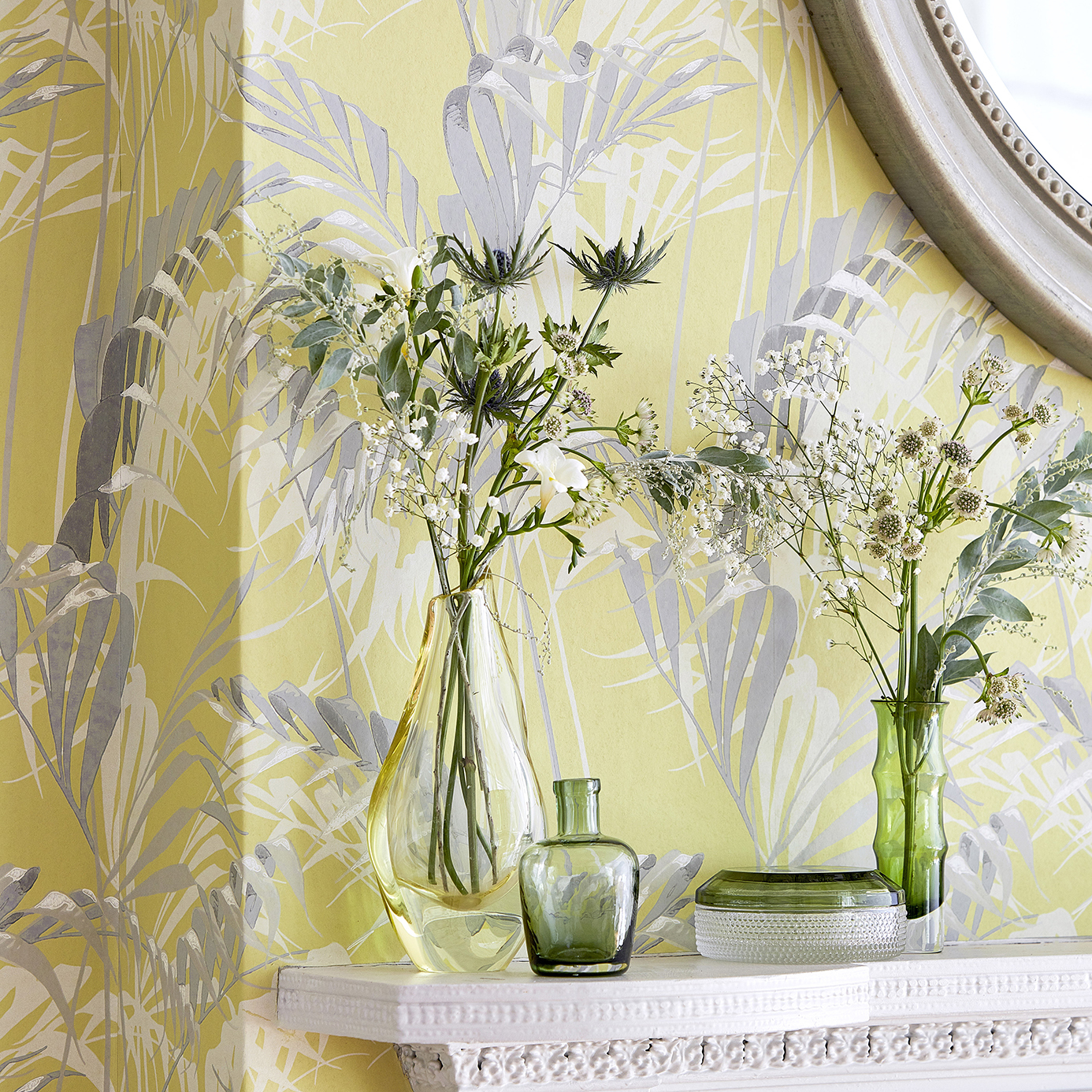 Palm House Chartreuse/Grey Wallpaper by SAN