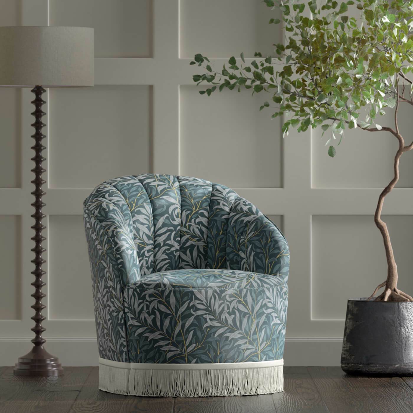 Willow Boughs Denim Fabric by CNC